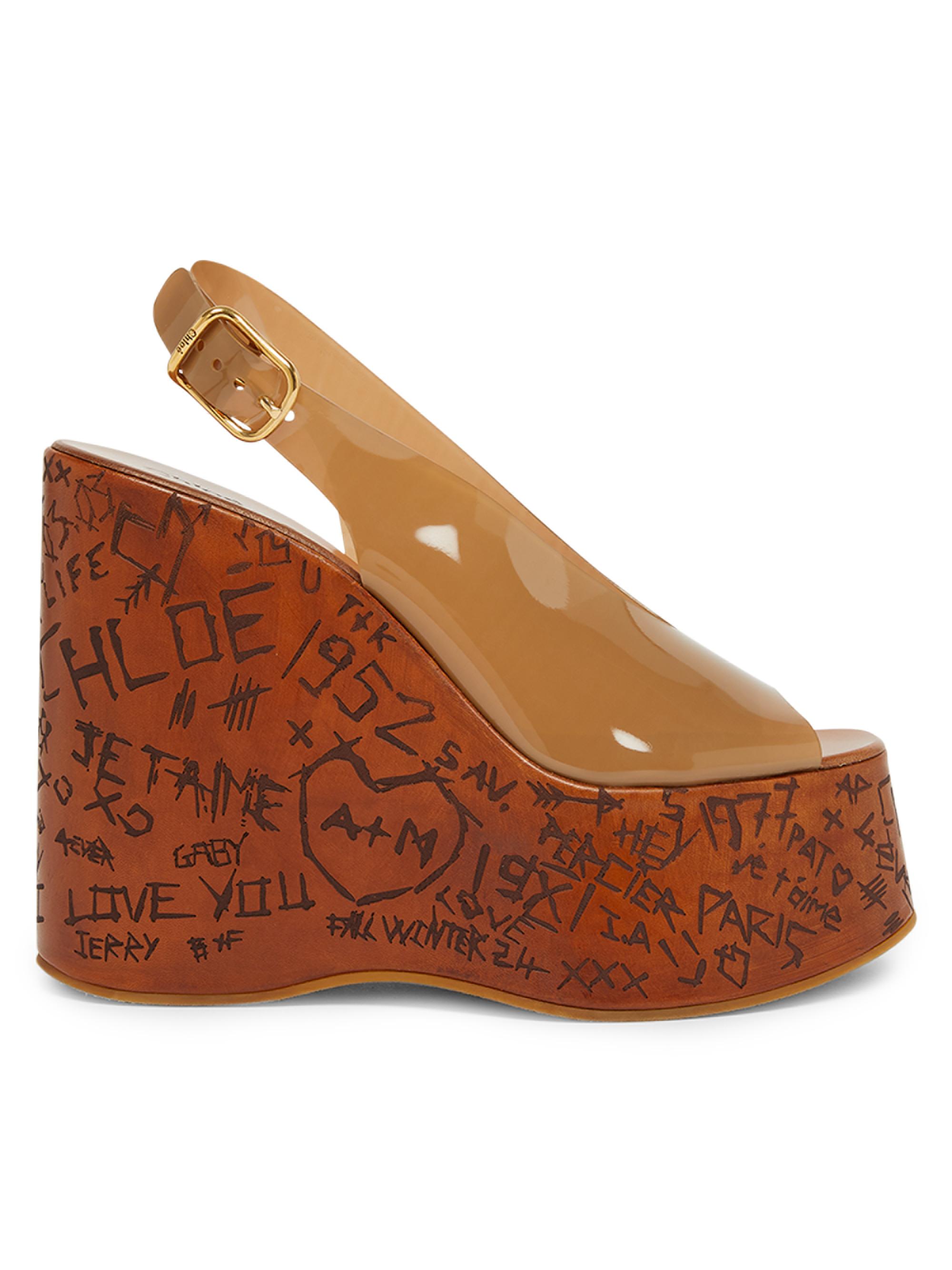 Chloé Women's Maxime 130MM Jelly Wedge Sandals - Brown