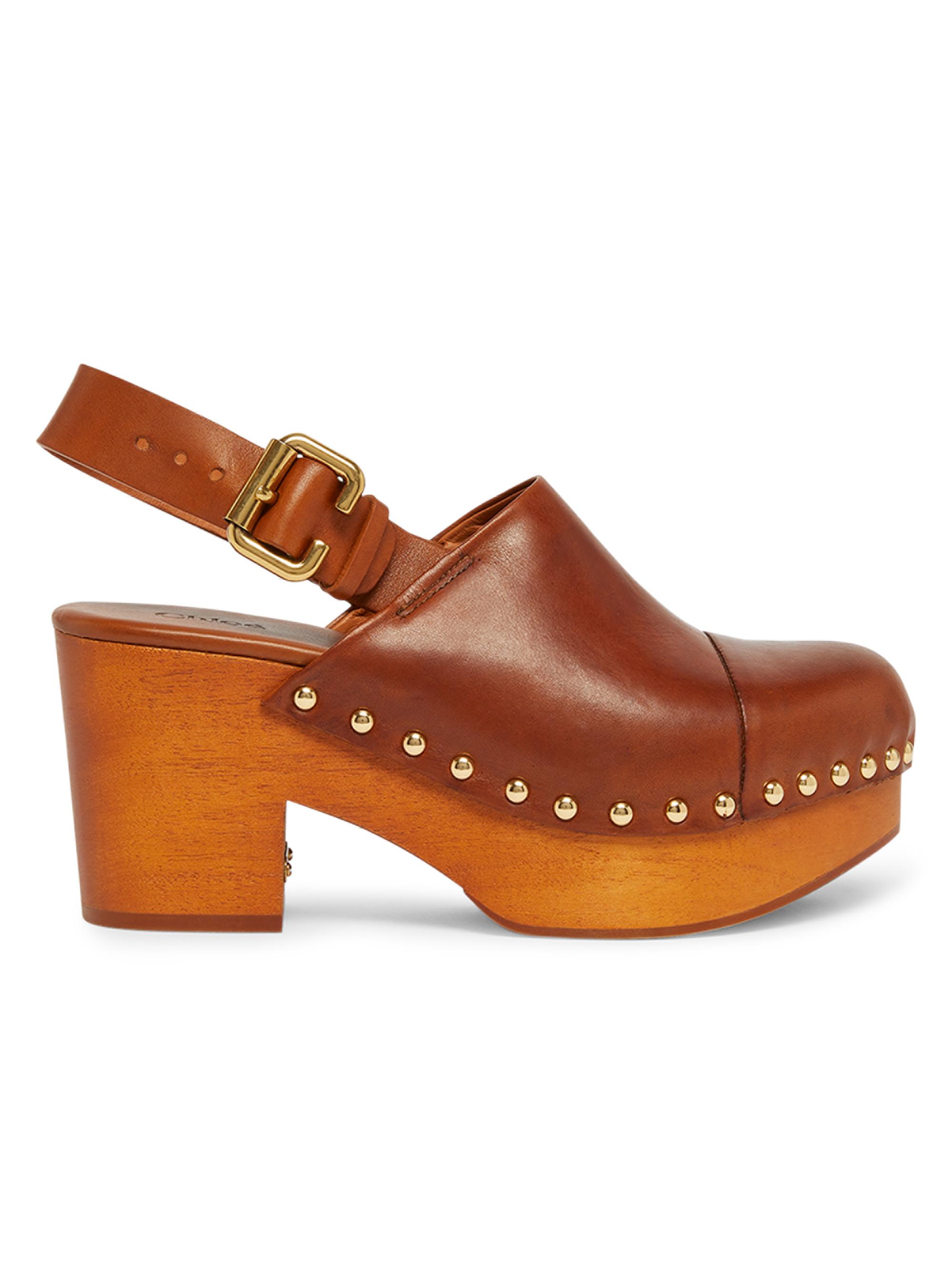 Chloé Women's Jeannette 80MM Leather Platform Clogs - Brown