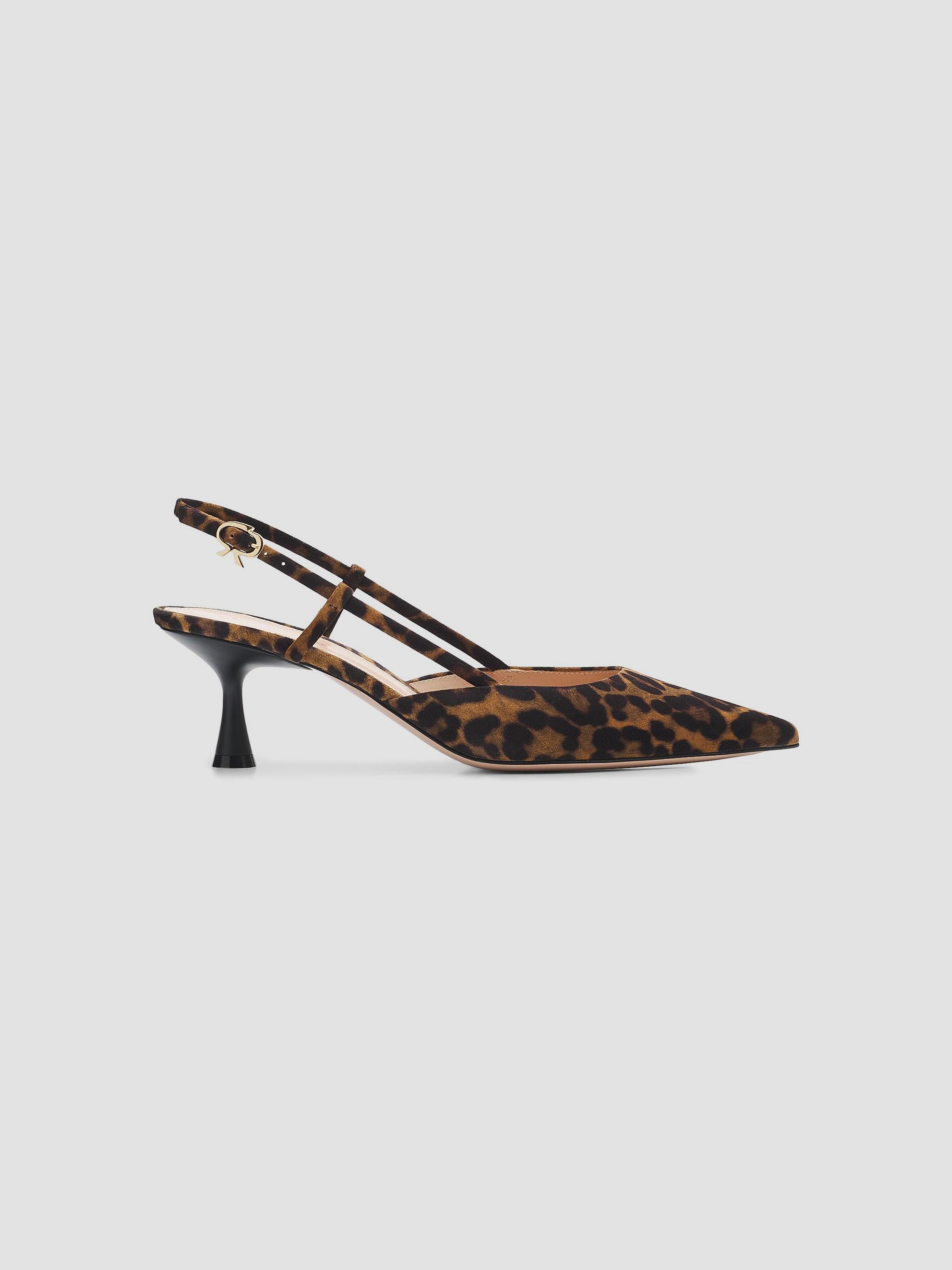 Gianvito Rossi Women's Ascent 55MM Leopard-Print Suede Slingback Pumps - Leopard | Thumbnail 5