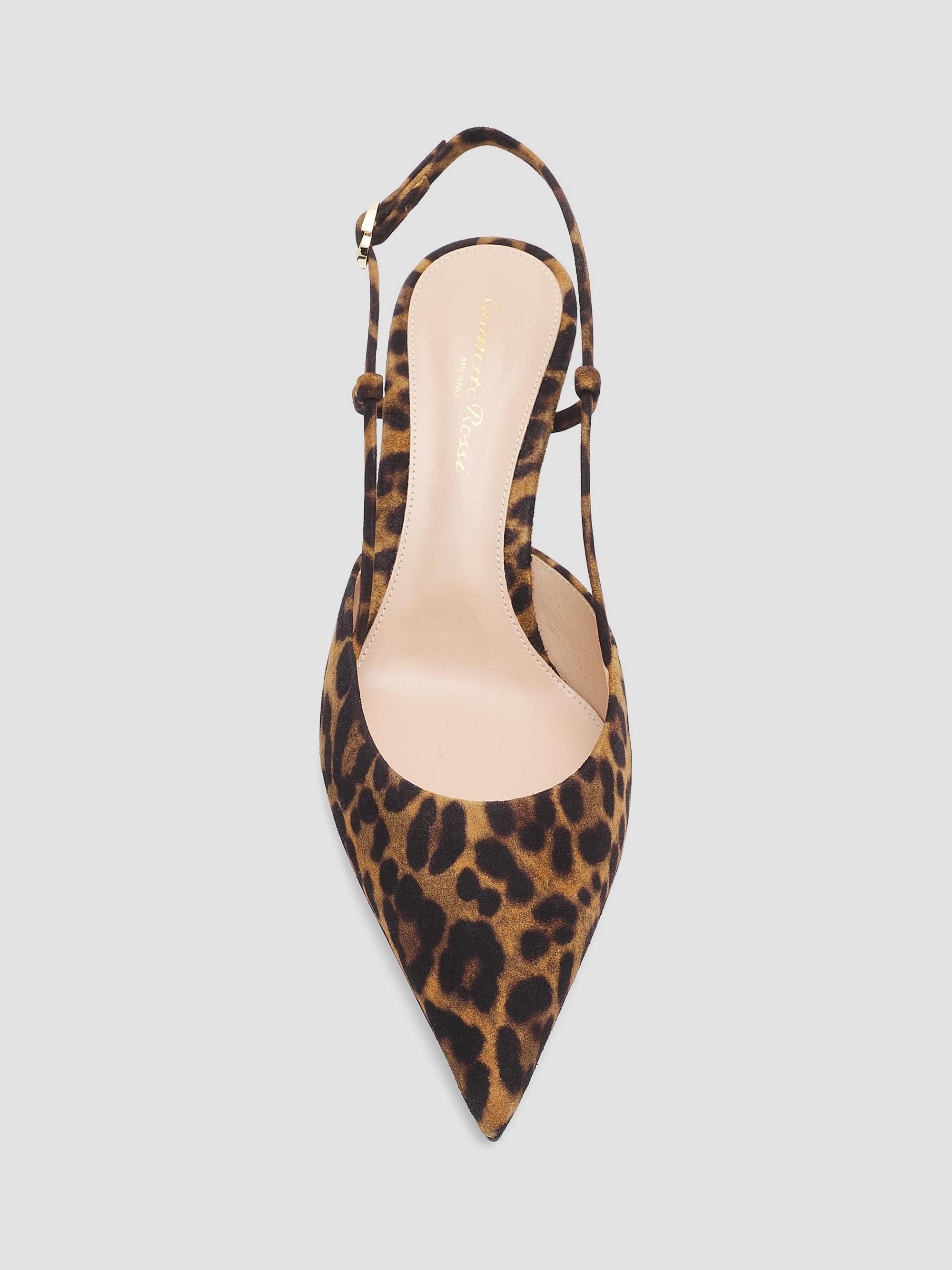 Gianvito Rossi Ascent 55MM Leopard-Print Suede Slingback Pumps