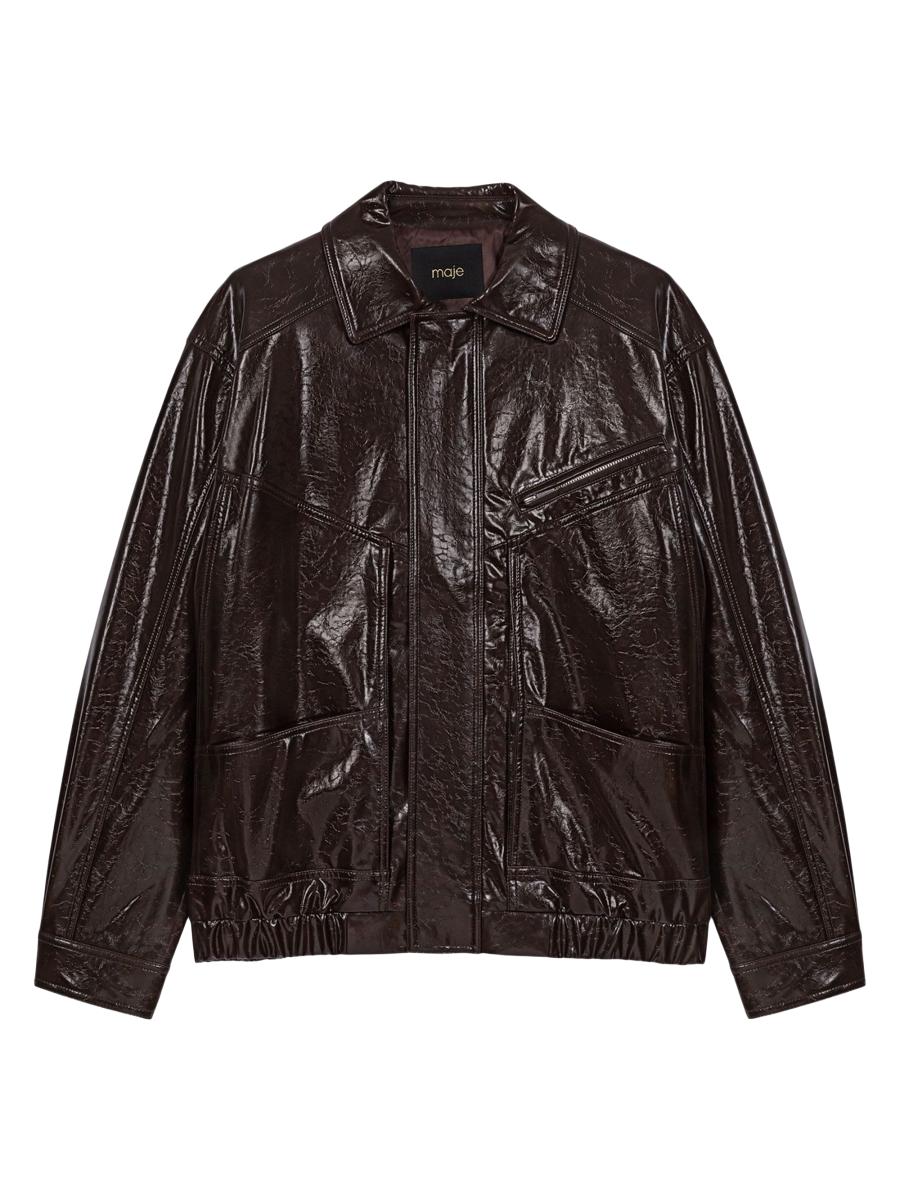 maje ジャケット Maje Cracked Faux Leather Jacket | Saks Fifth Avenue