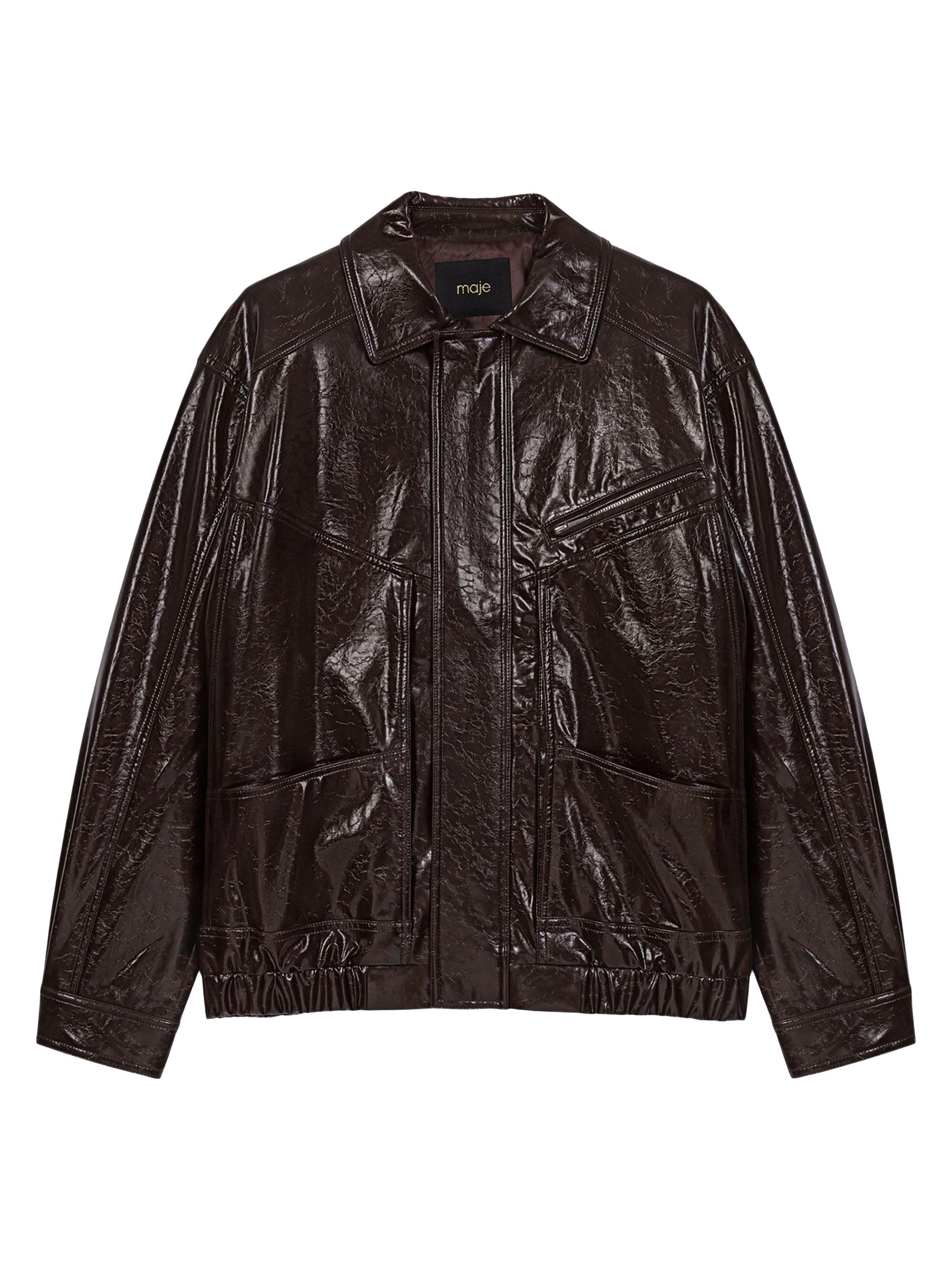 maje ジャケット Maje Cracked Faux Leather Jacket | Saks Fifth Avenue