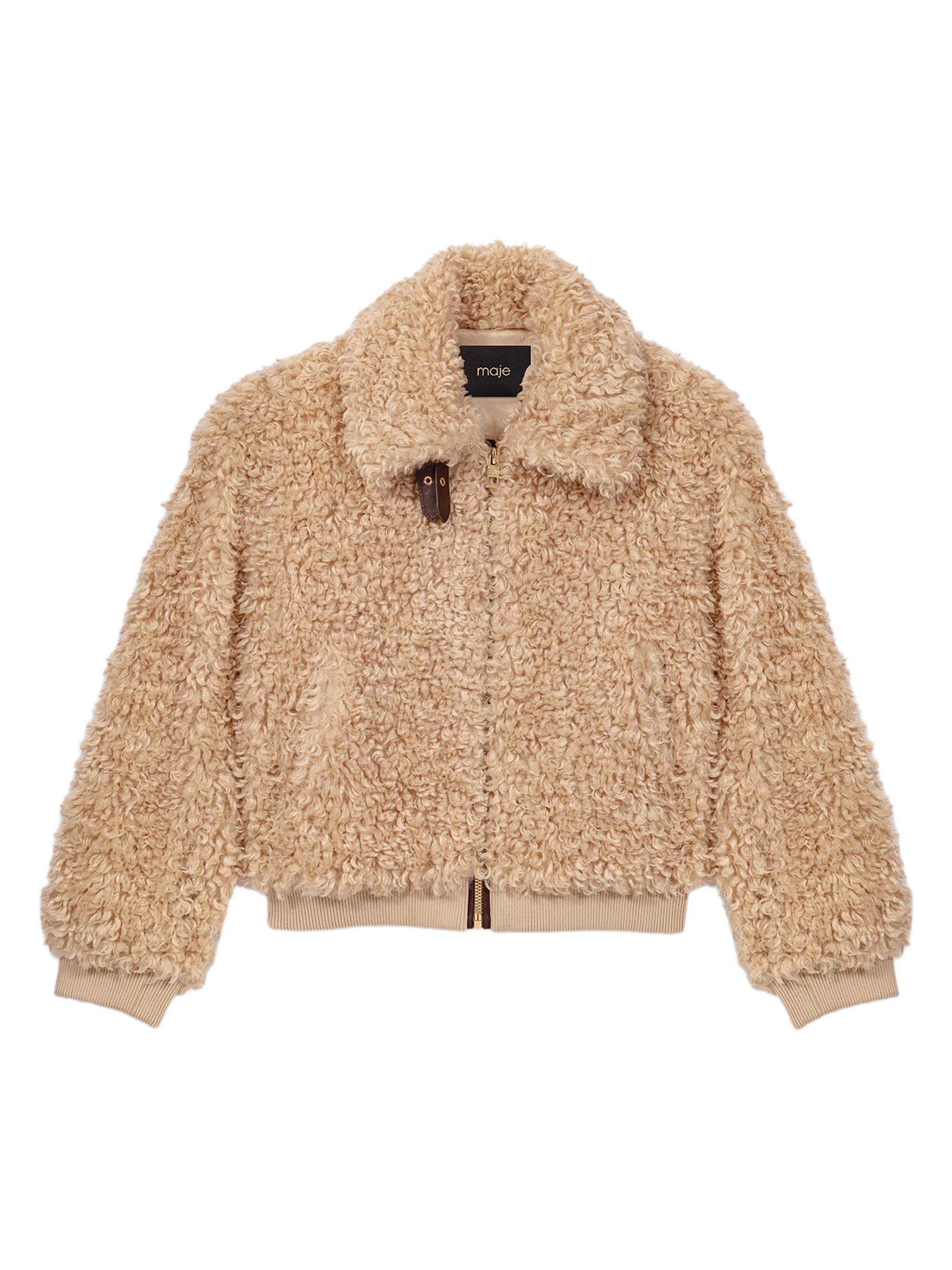 Maje Women's Cropped Boucle Jacket - Camel