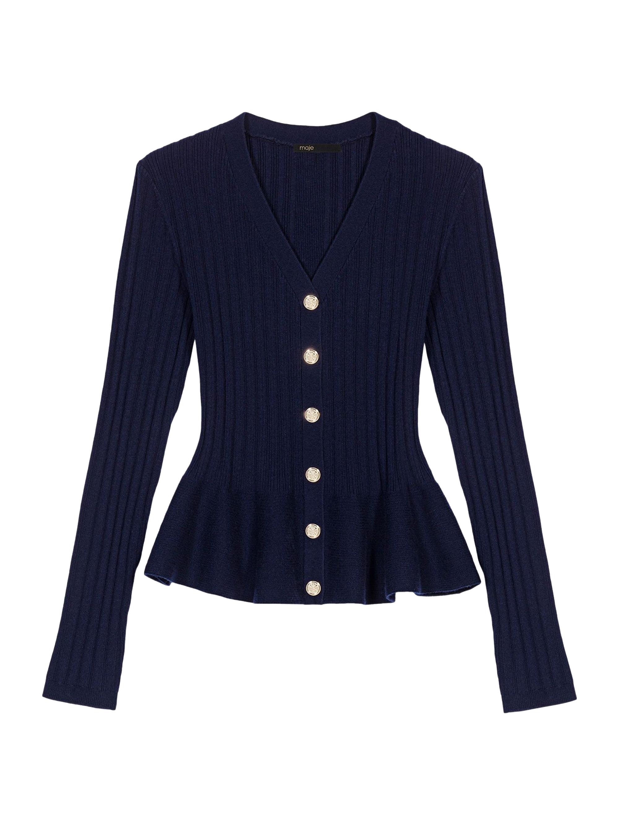 Maje Women's Peplum Waist Cardigan - Navy
