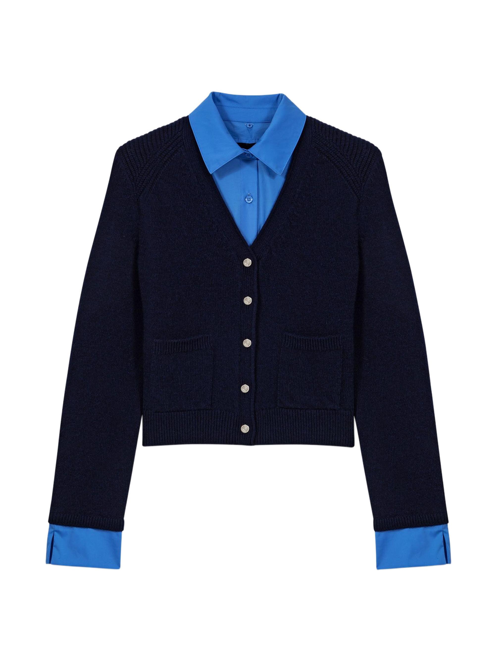 Maje Women's Cardigan with Removable Details - Navy
