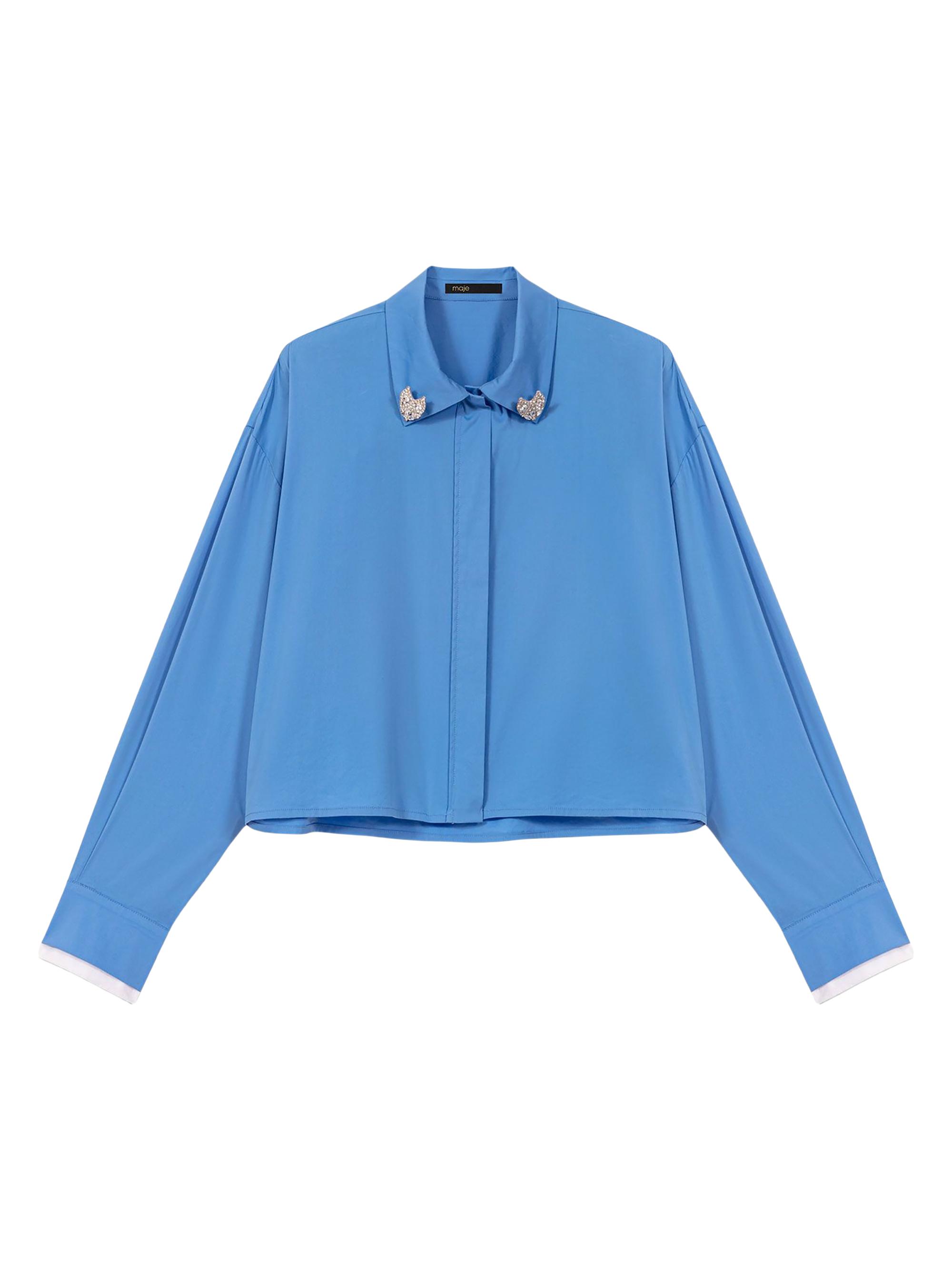 Maje Women's Shirt with Removable Jewellery - Blue