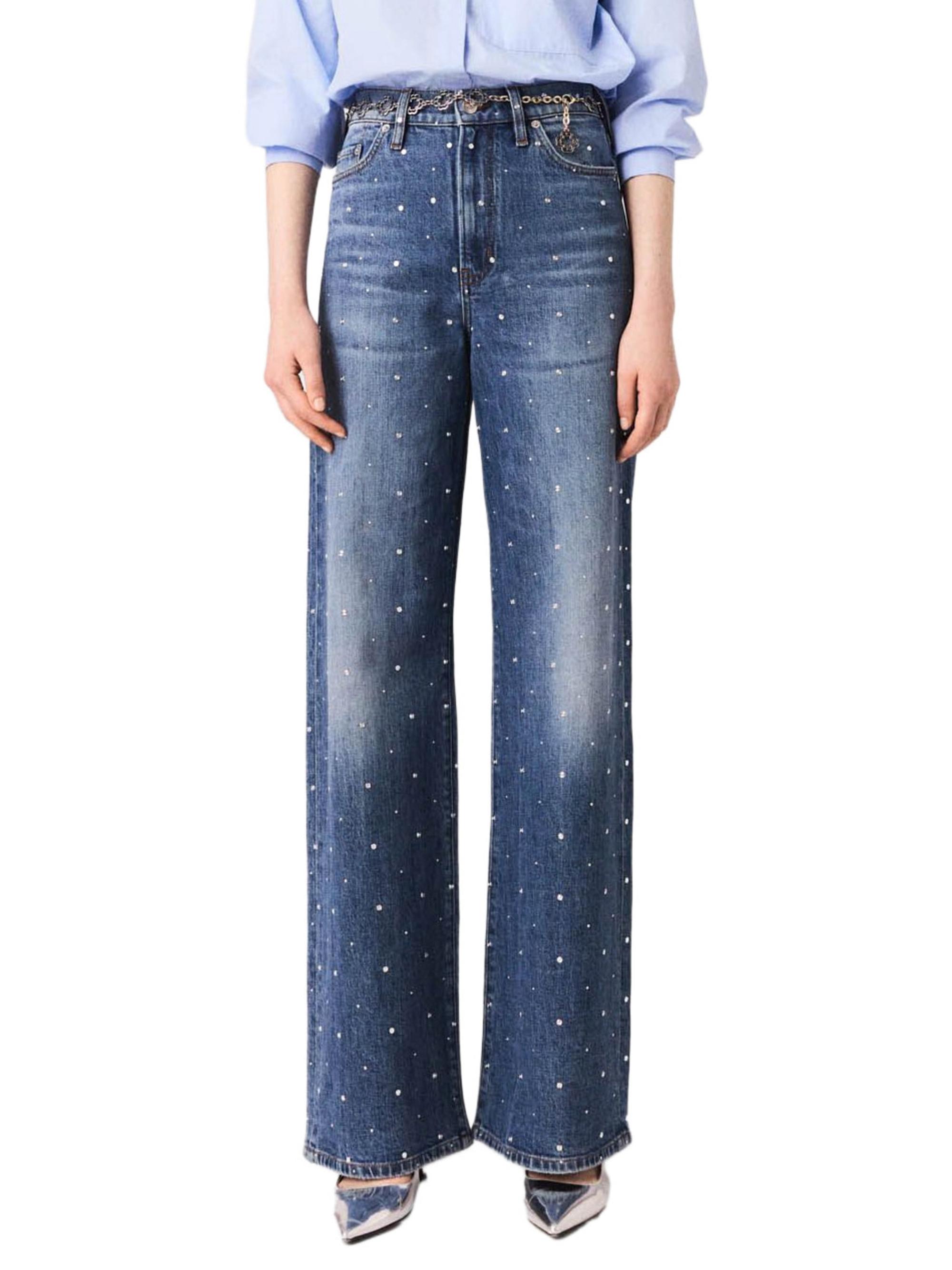 meyさま Maje Wide-Leg Denim Jeans with Studs | Saks Fifth Avenue