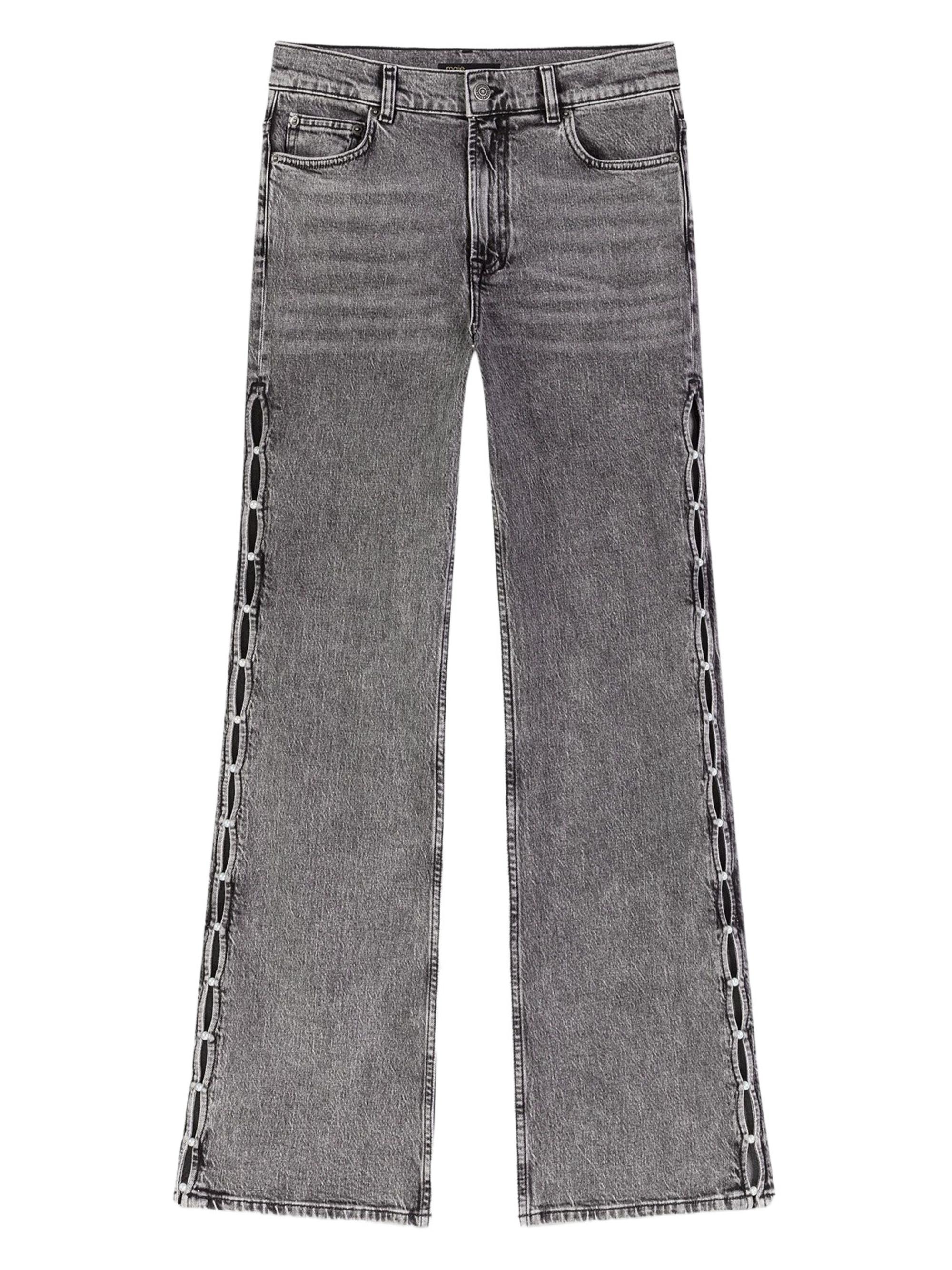 Maje Wide-Leg Denim Jeans with Studs | Saks Fifth Avenue