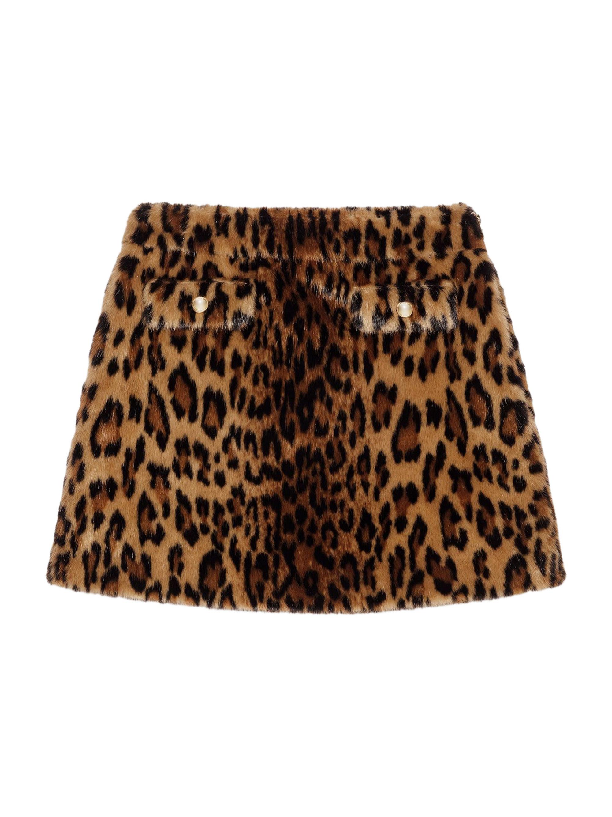 Maje Women's Leopard Faux Fur Miniskirt - Big Leopard Print
