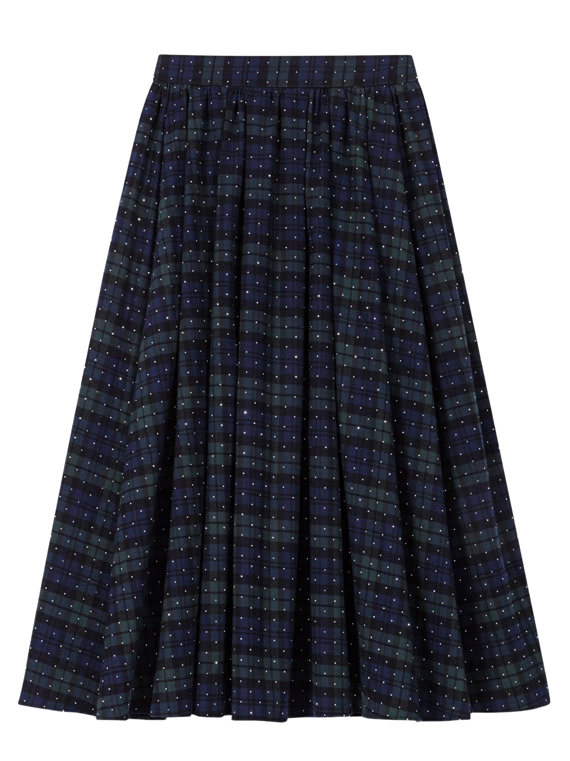 Maje Women's Check Skirt with Rhinestones - Blue Green