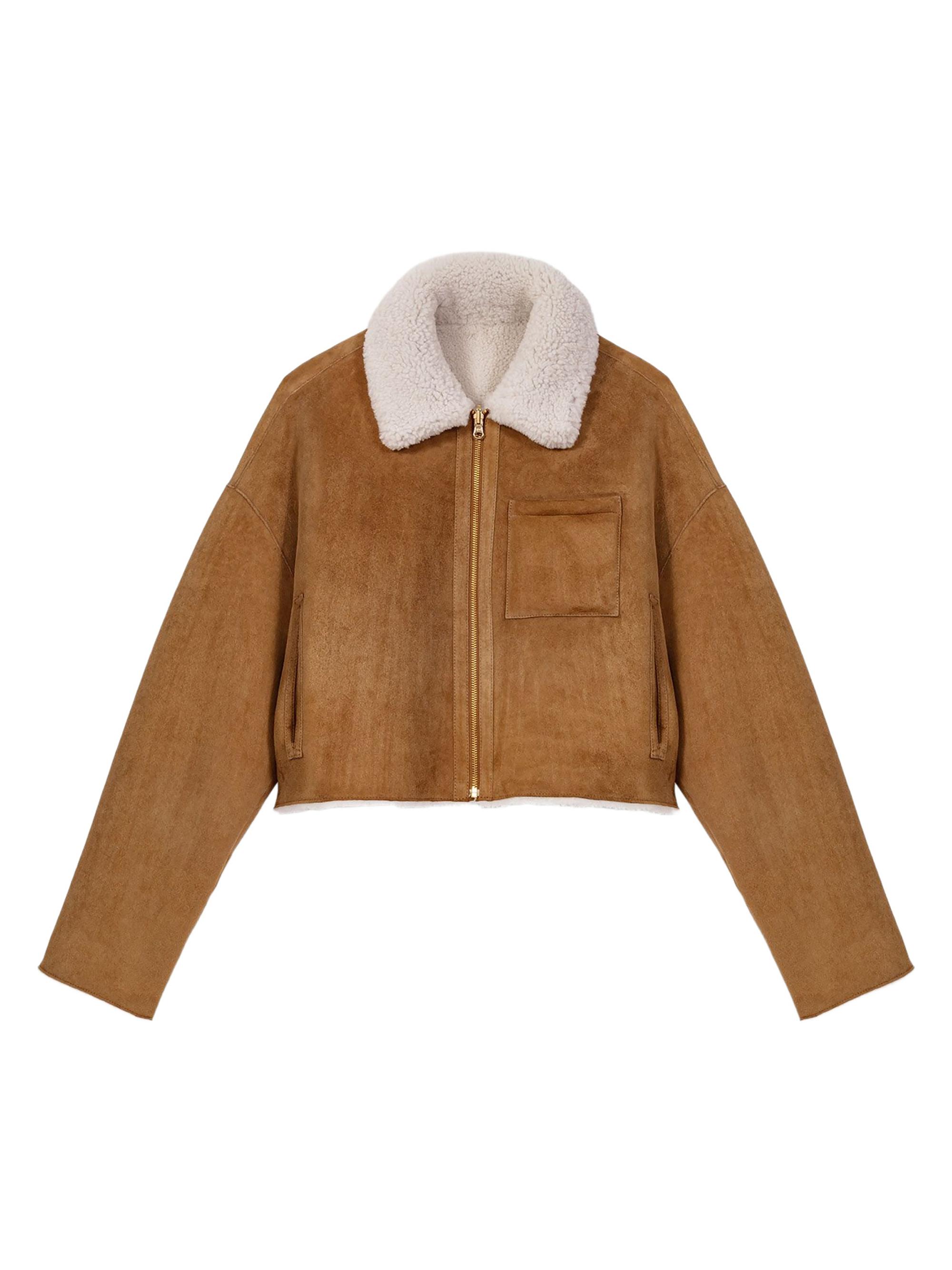 Maje Women's Reversible Shearling Coat - Camel