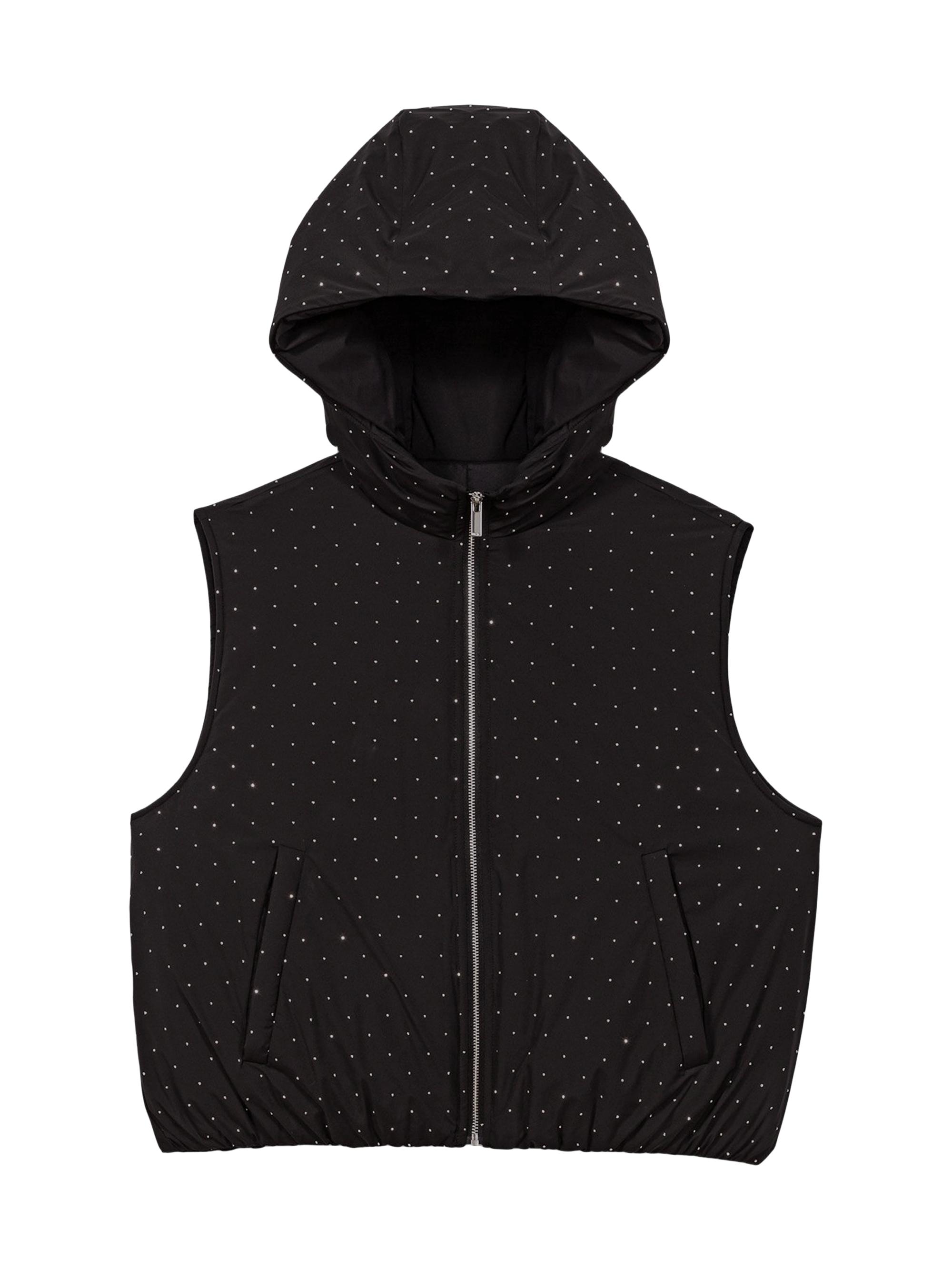 Maje Women's Rhinestone Sleeveless Puffer Jacket - Black
