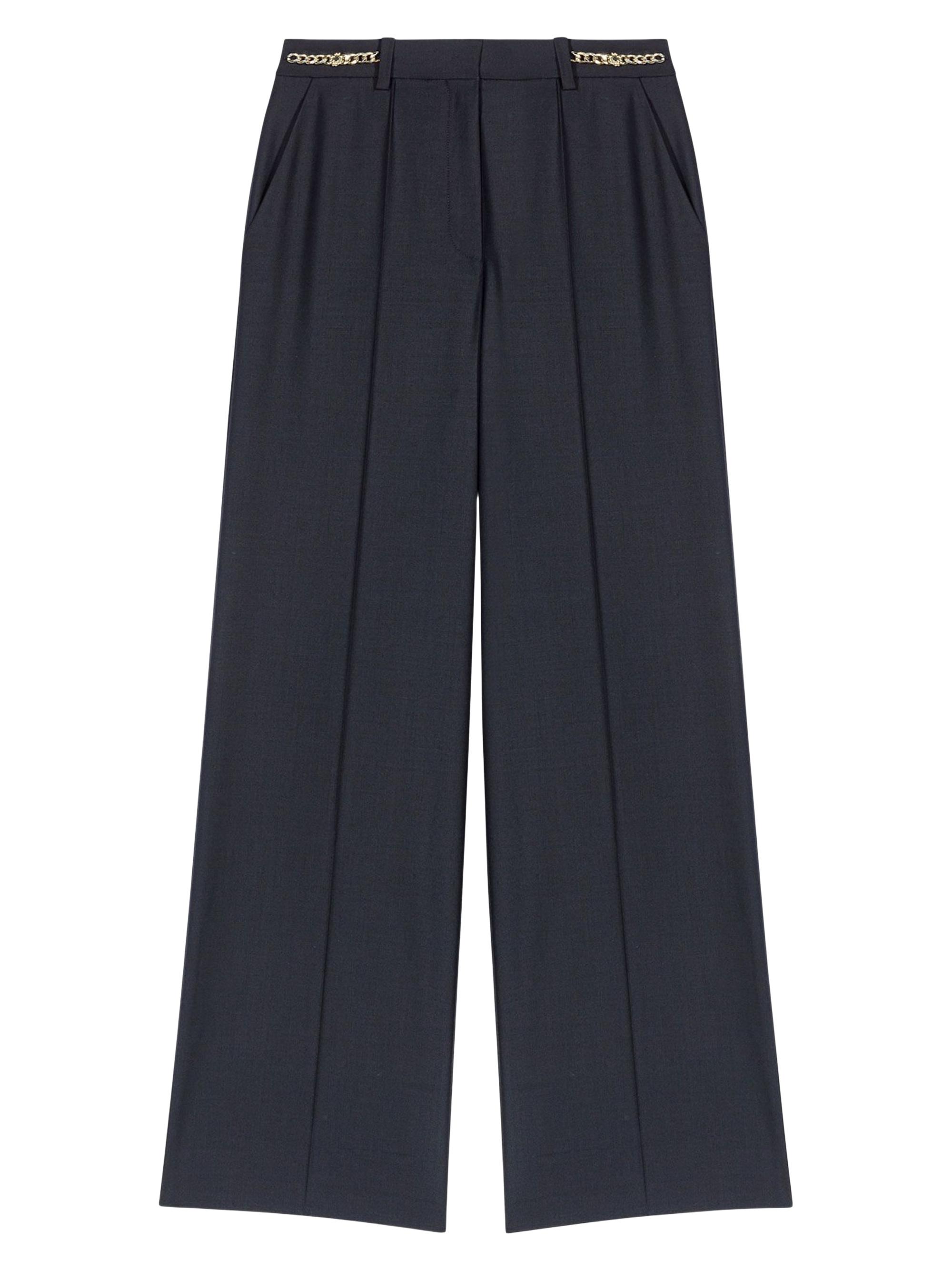 Maje Women's Suit Trousers with Chain Detail - Navy