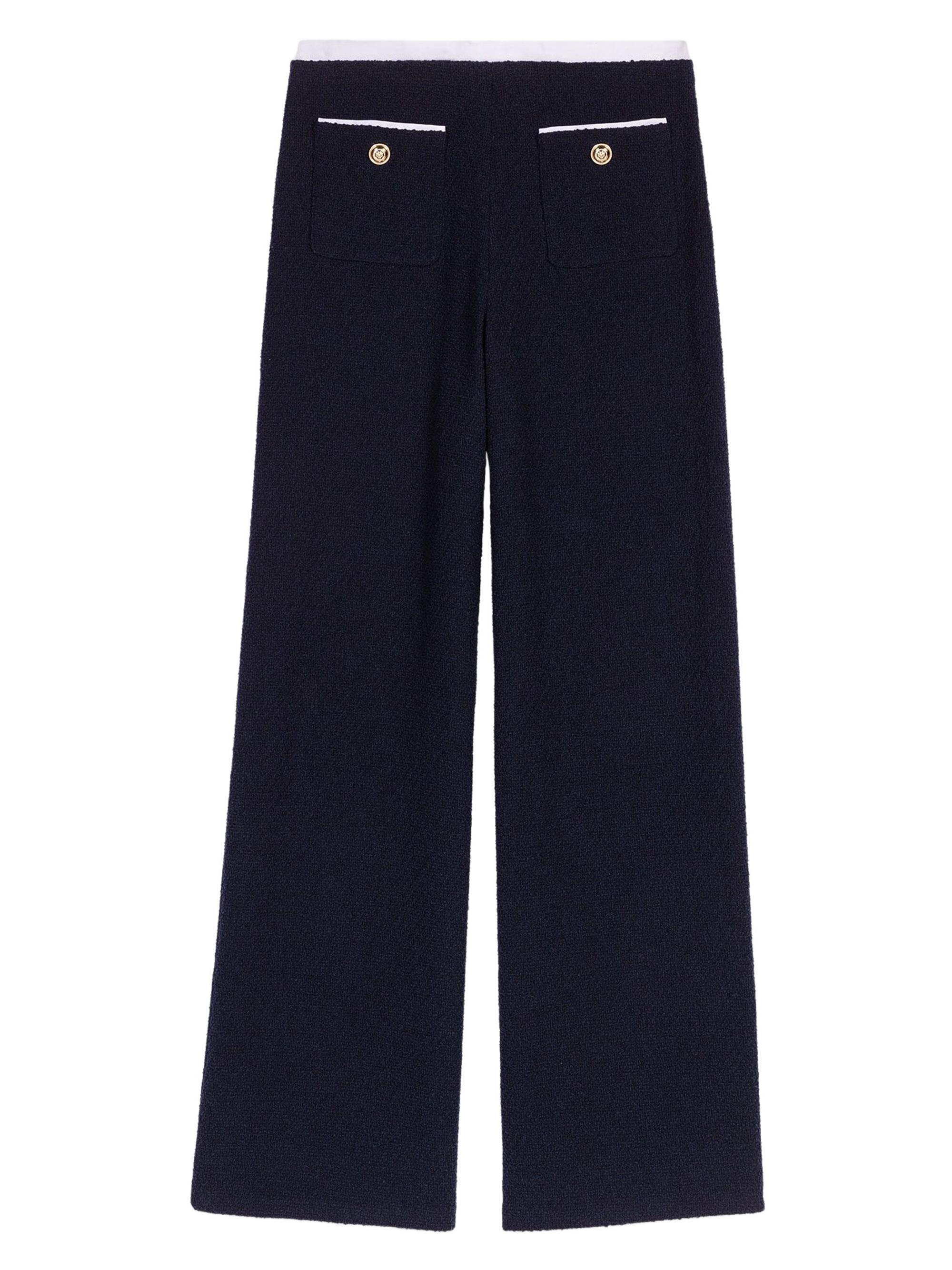 Maje Women's Straight-Leg Tweed Trousers - Navy