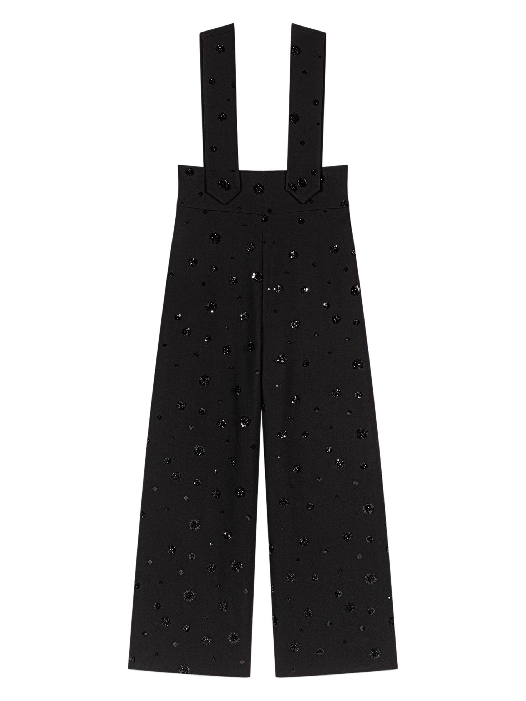 Maje Women's Embroidered Trousers with Braces - Black