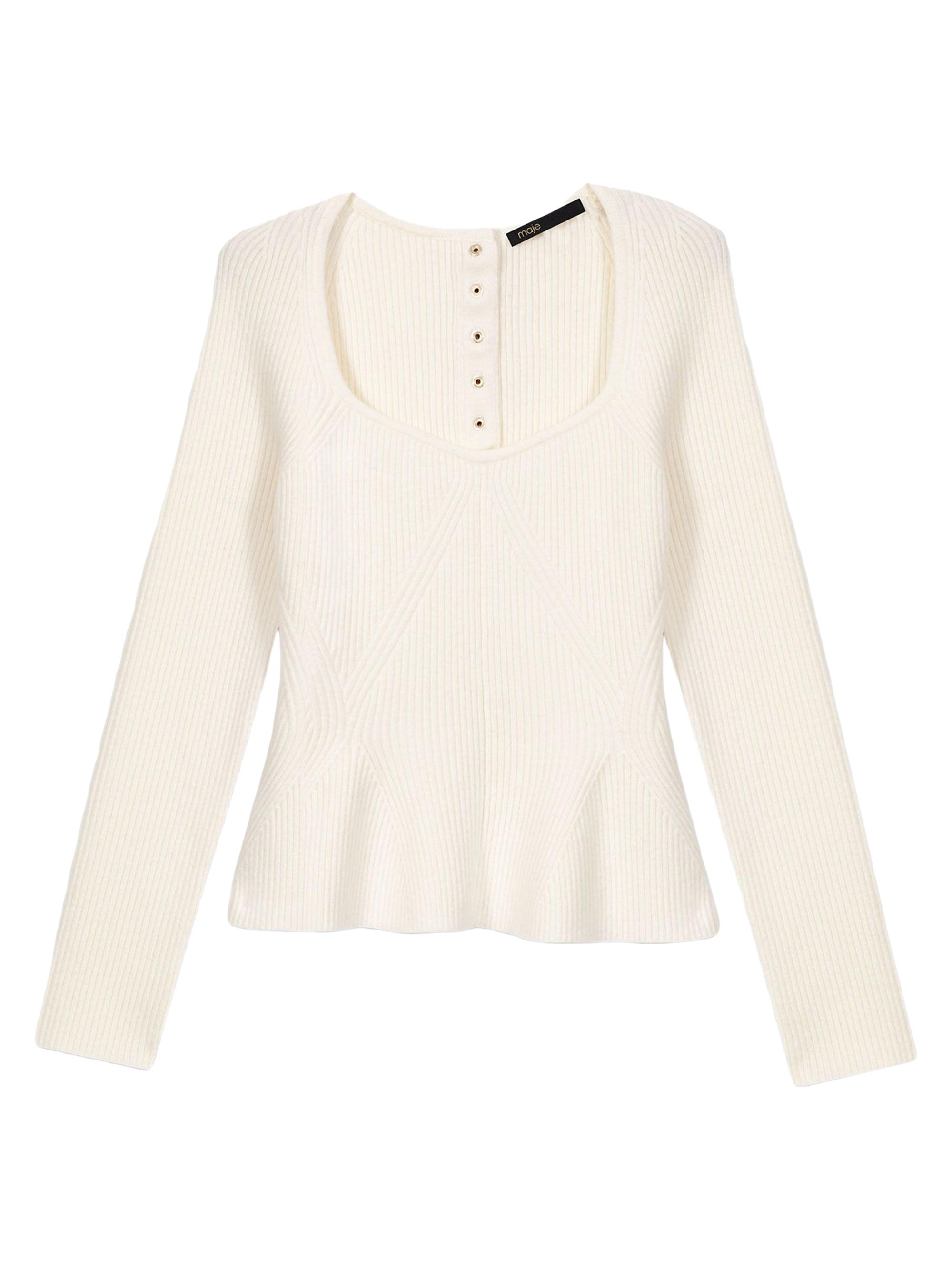 Maje Women's Peplum Jumper - Ecru