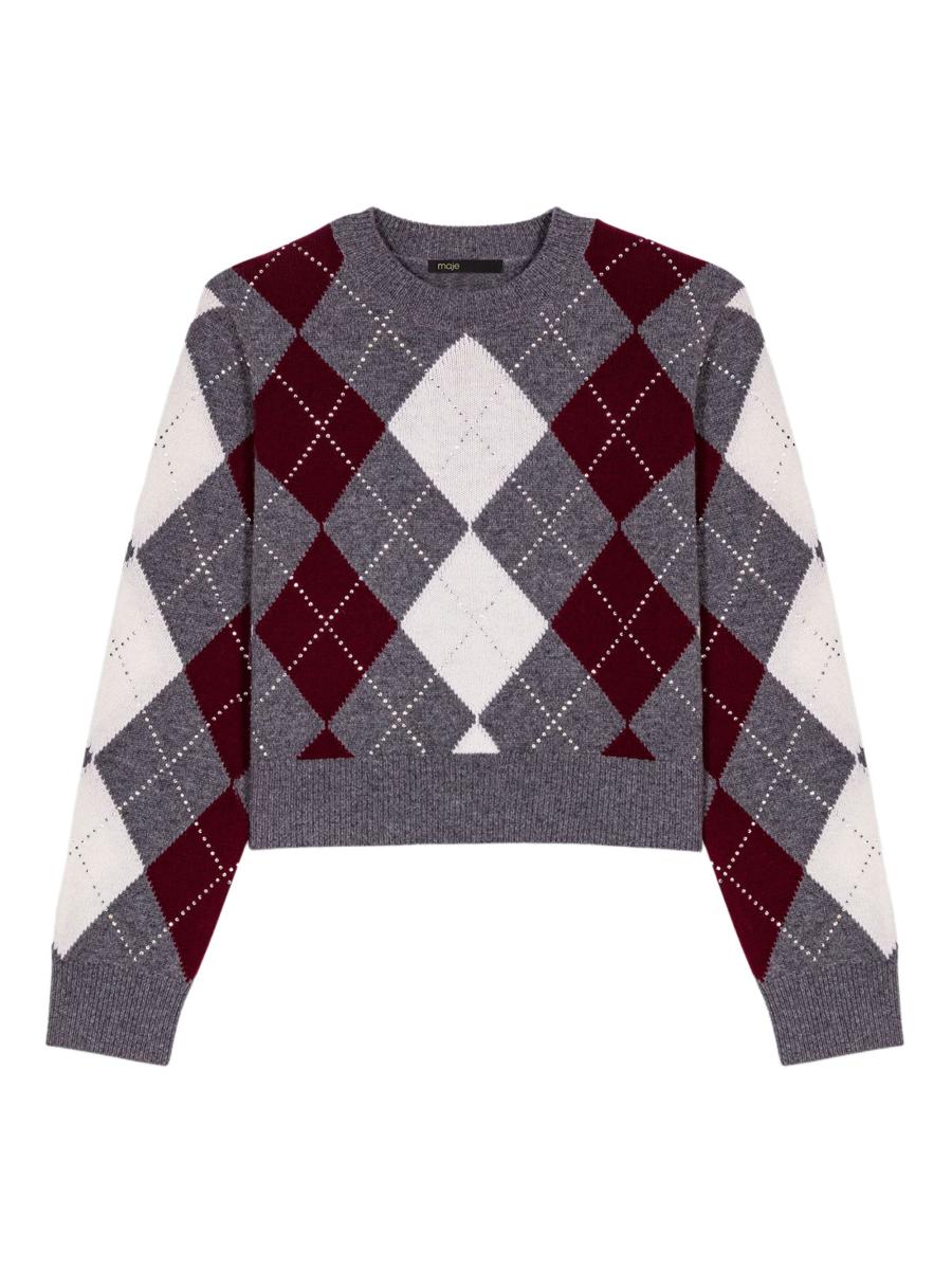 Maje Cropped Argyle Jumper | Saks Fifth Avenue