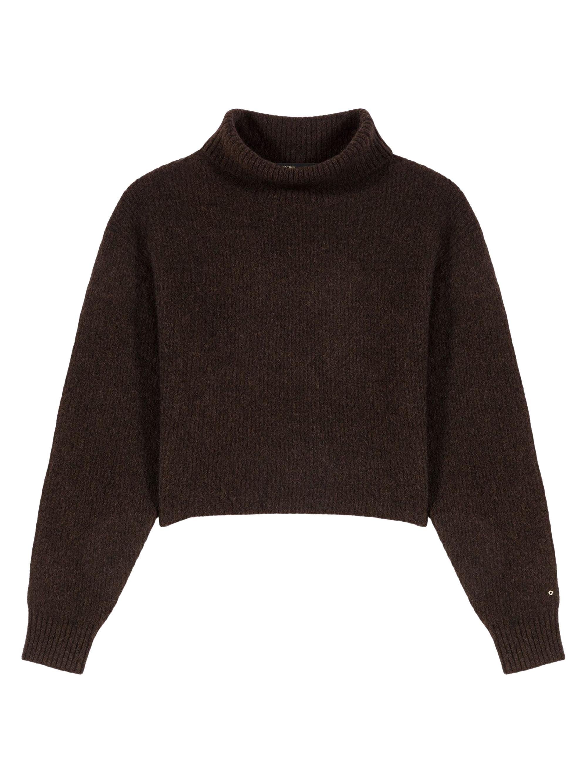 Maje Women's Yak Blend Roll Neck Jumper - Dark Brown