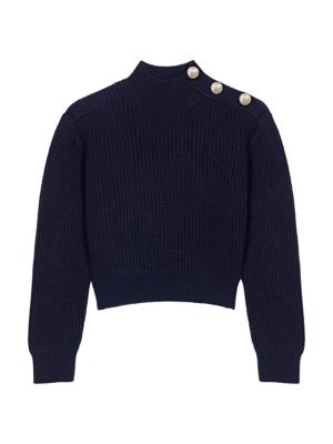 Maje Women's Wool Roll-Neck Jumper - Navy