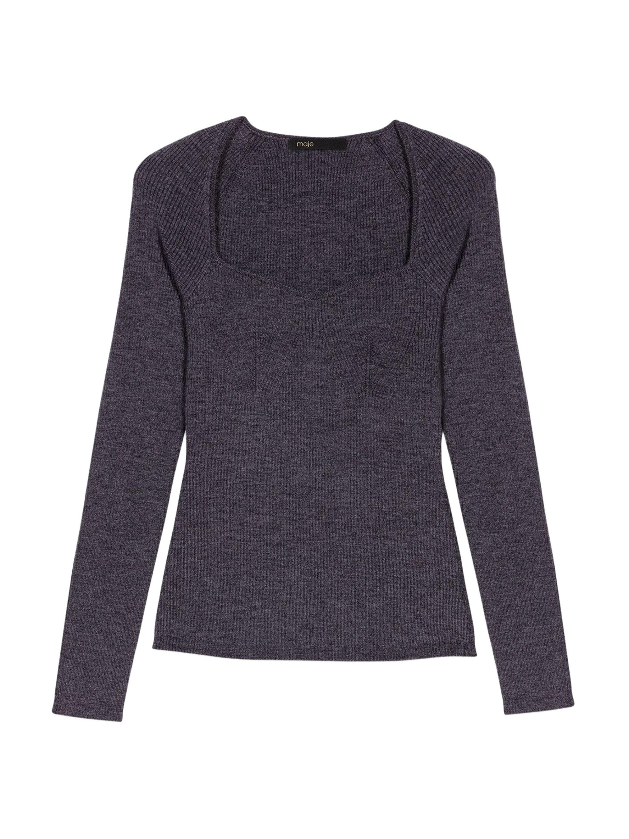 Maje Women's Rib Knit Jumper - Black