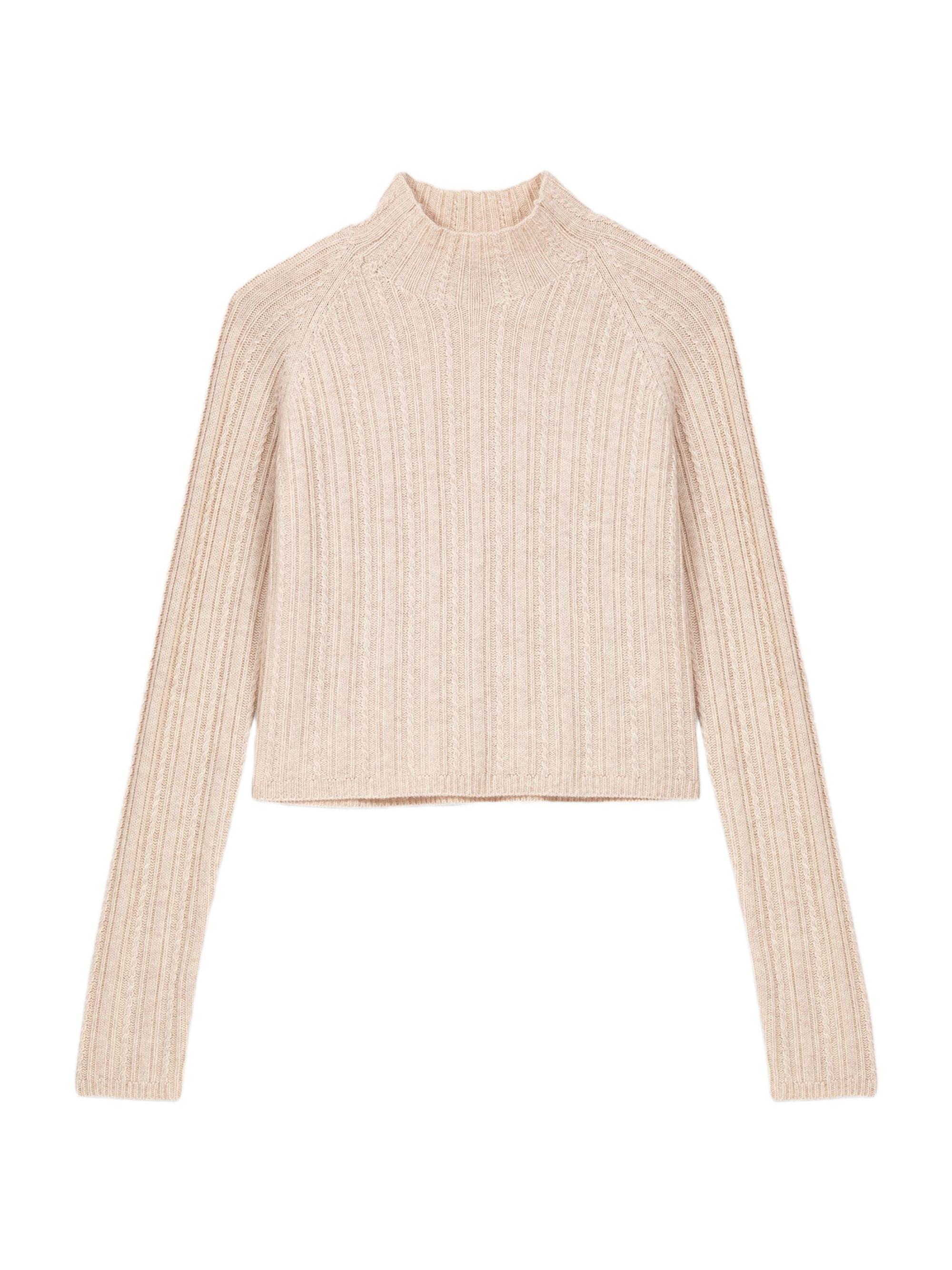 Maje Women's Cropped Cable Knit Jumper - Beige