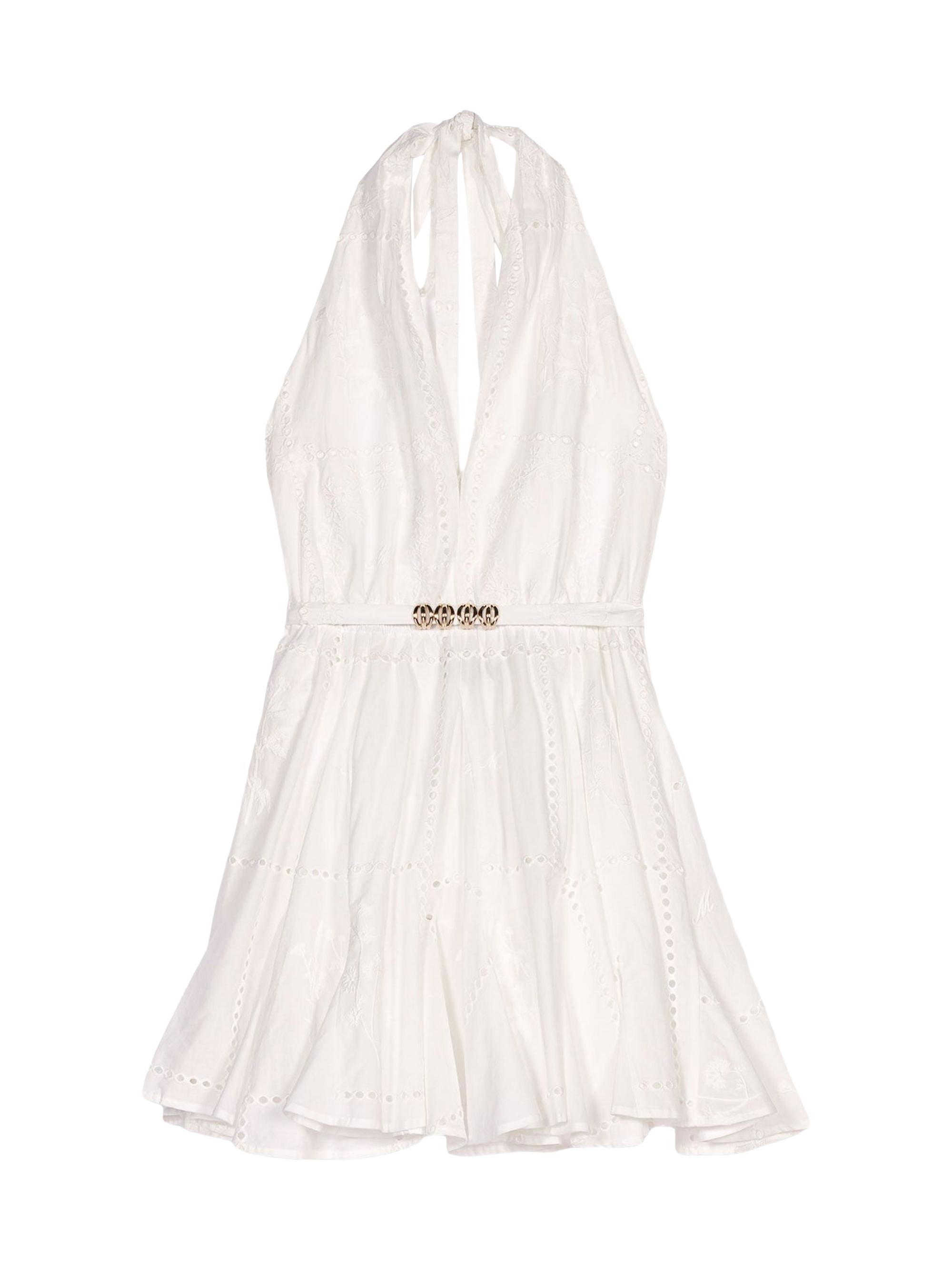 Maje Women's Short Embroidered Backless Dress - White