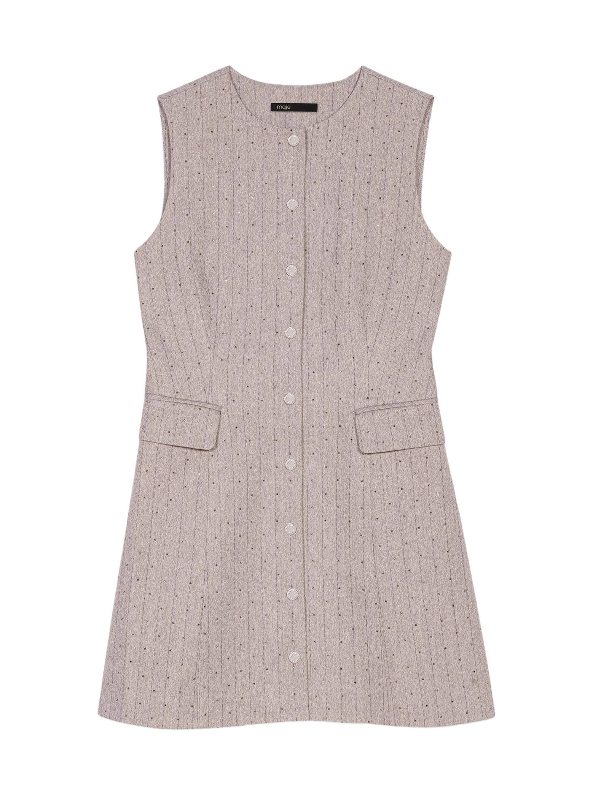 Maje Women's Short Rhinestone Suit Dress - Light Grey