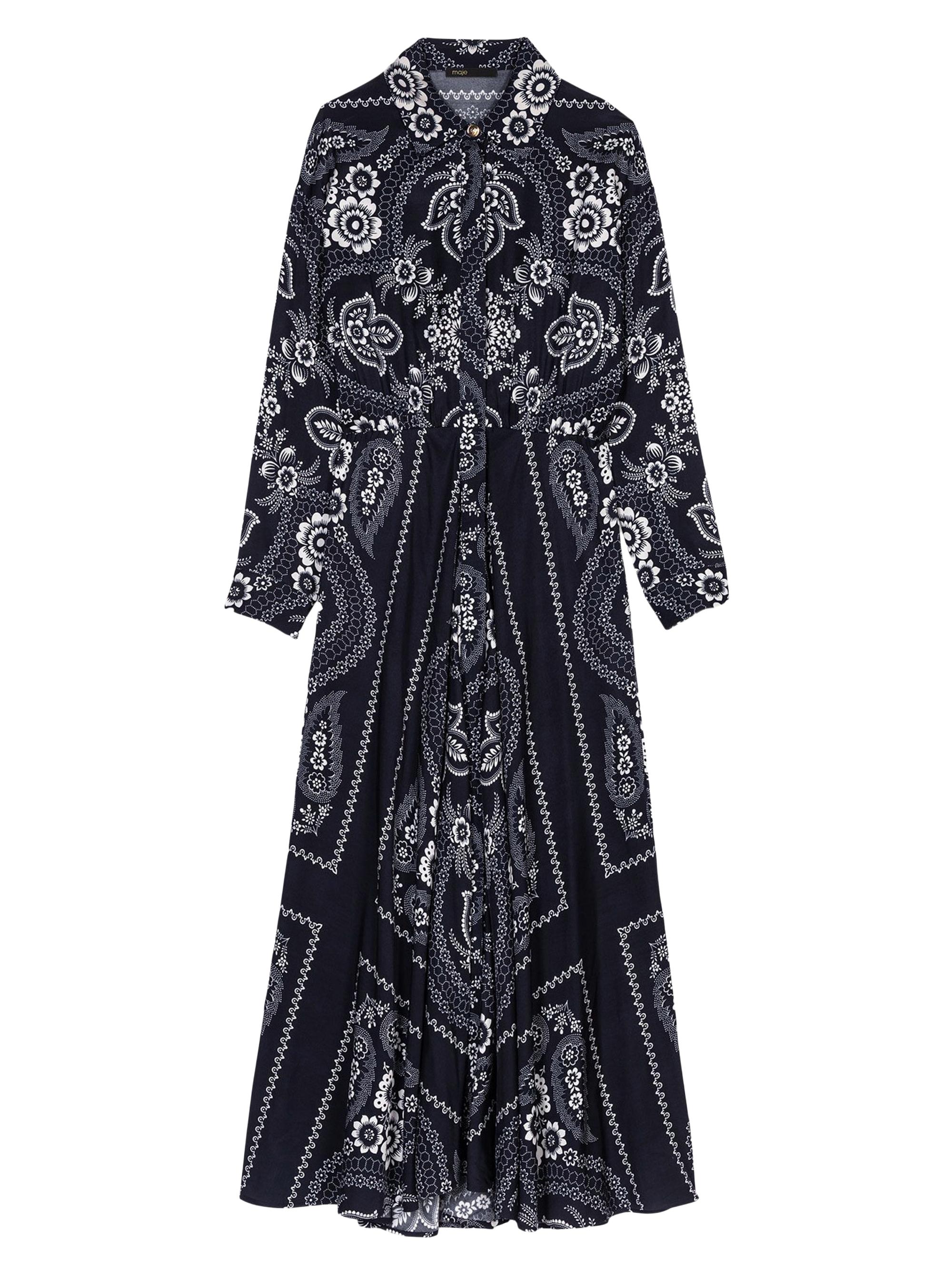Maje Women's Patterned Flowing Maxi Dress - Navy Bandana Print