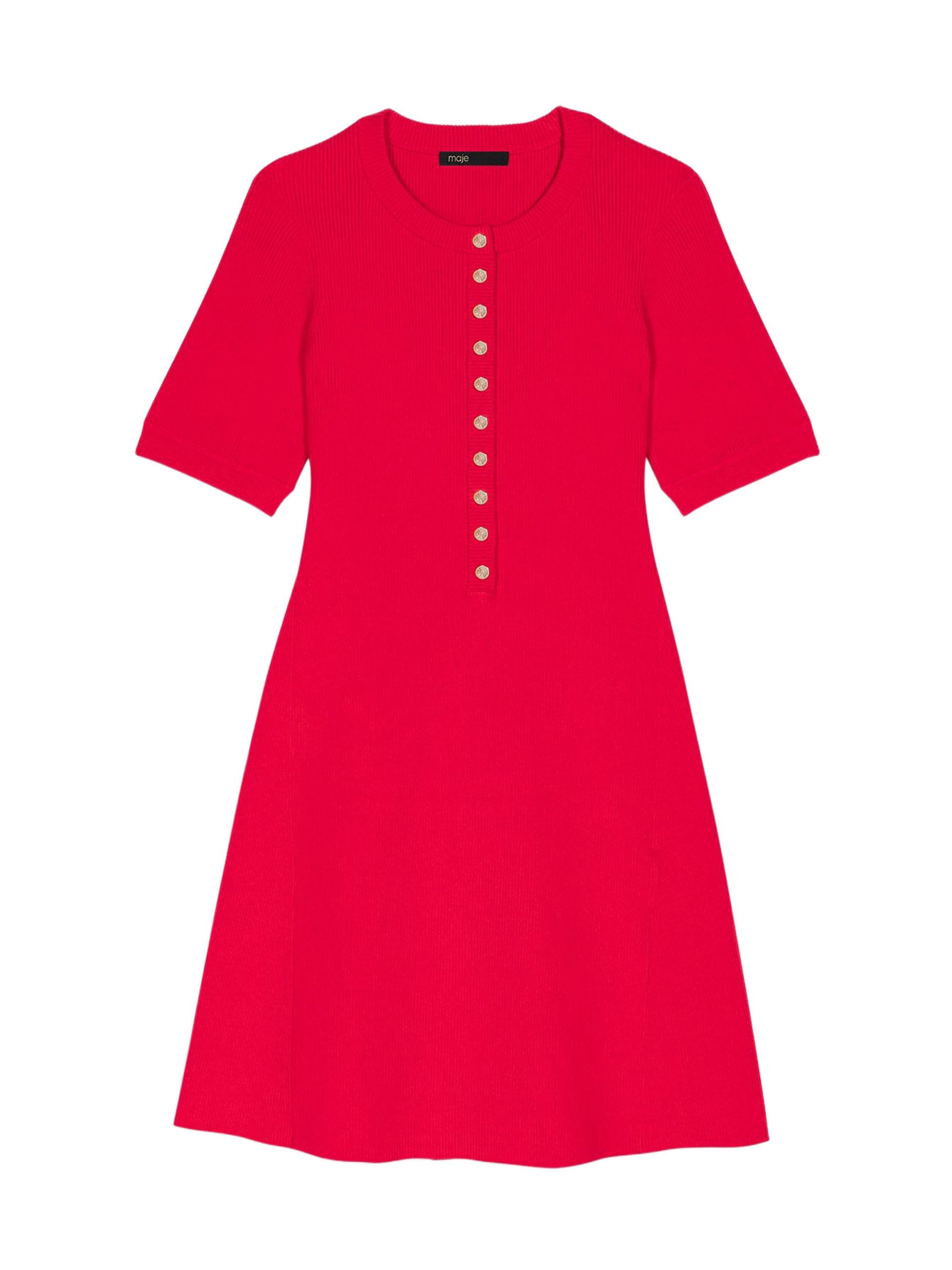 Maje Women's Short Ribbed Knit Dress - Red