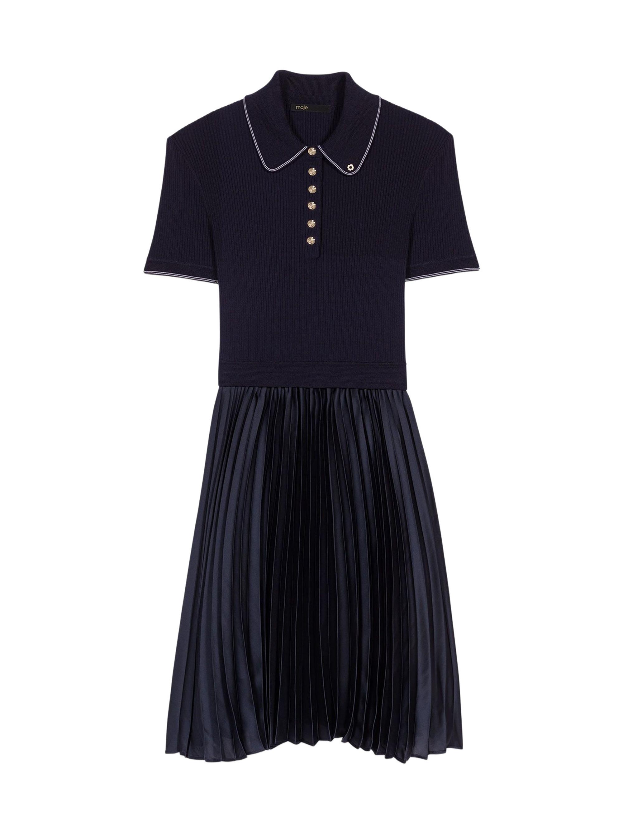 Short Pleated Polo Collar Dress