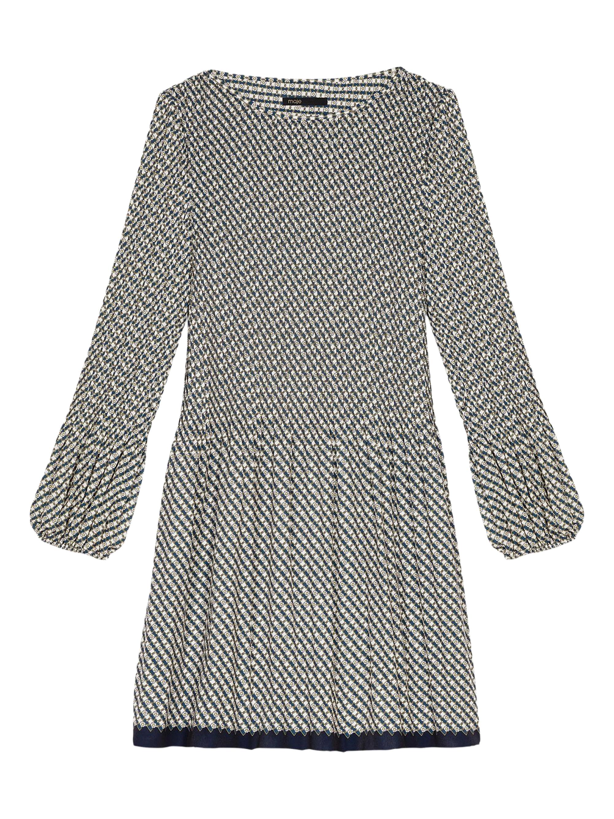 Maje Women's Patterned Pleated Dress - Ecru Print Tie