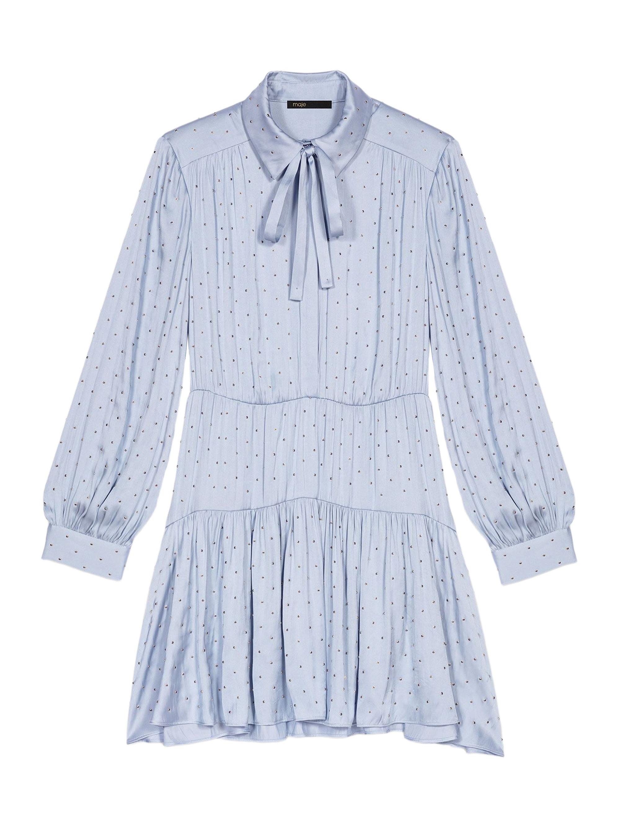 Maje Women's Studded Flowing Shirt Dress - Light Blue