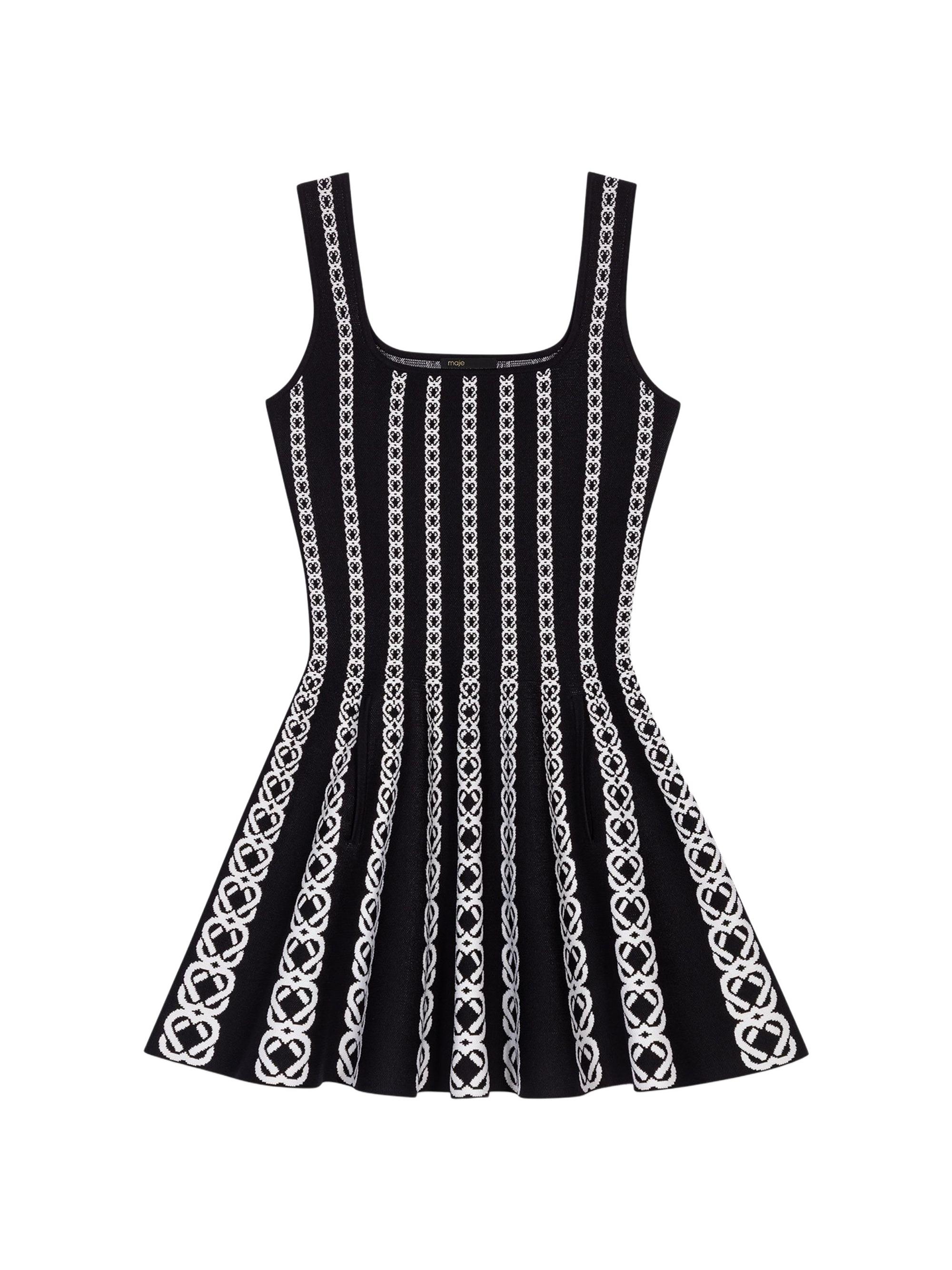 Maje Women's Short Jacquard Knit Dress - White Black