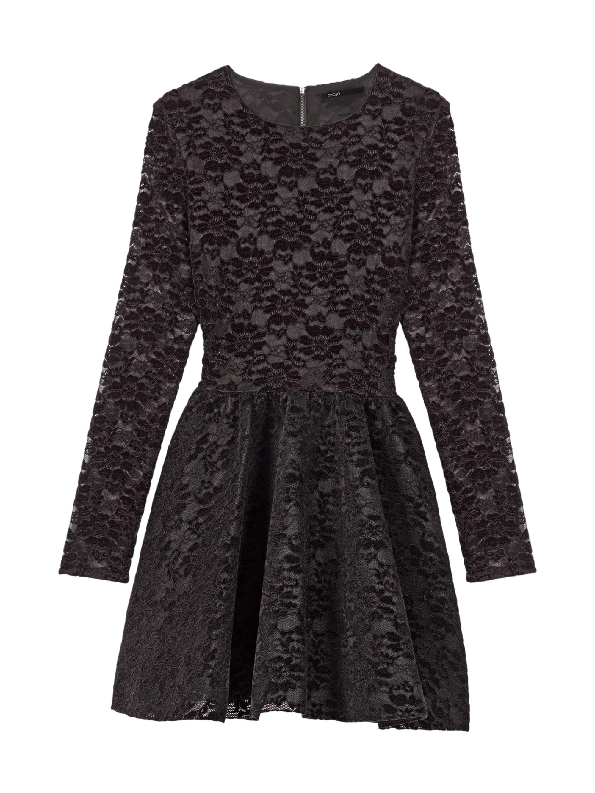 Maje Women's Flared Velvet Mini Dress - Black