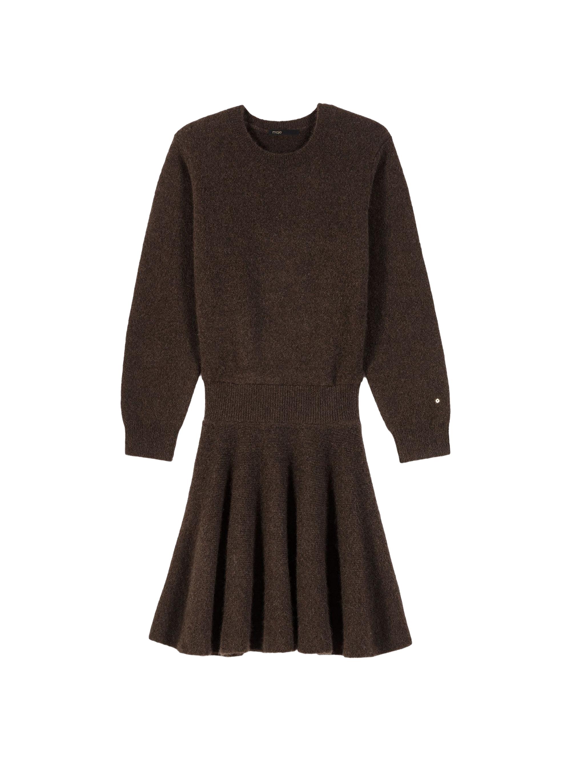 Maje Women's Short Yak Blend Dress - Dark Brown