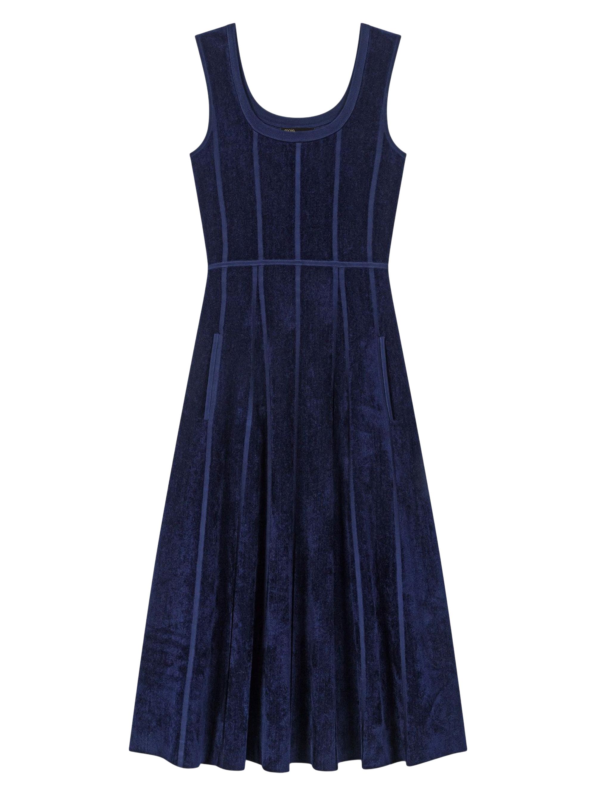 Maje Women's Velvet Midi Dress - Navy
