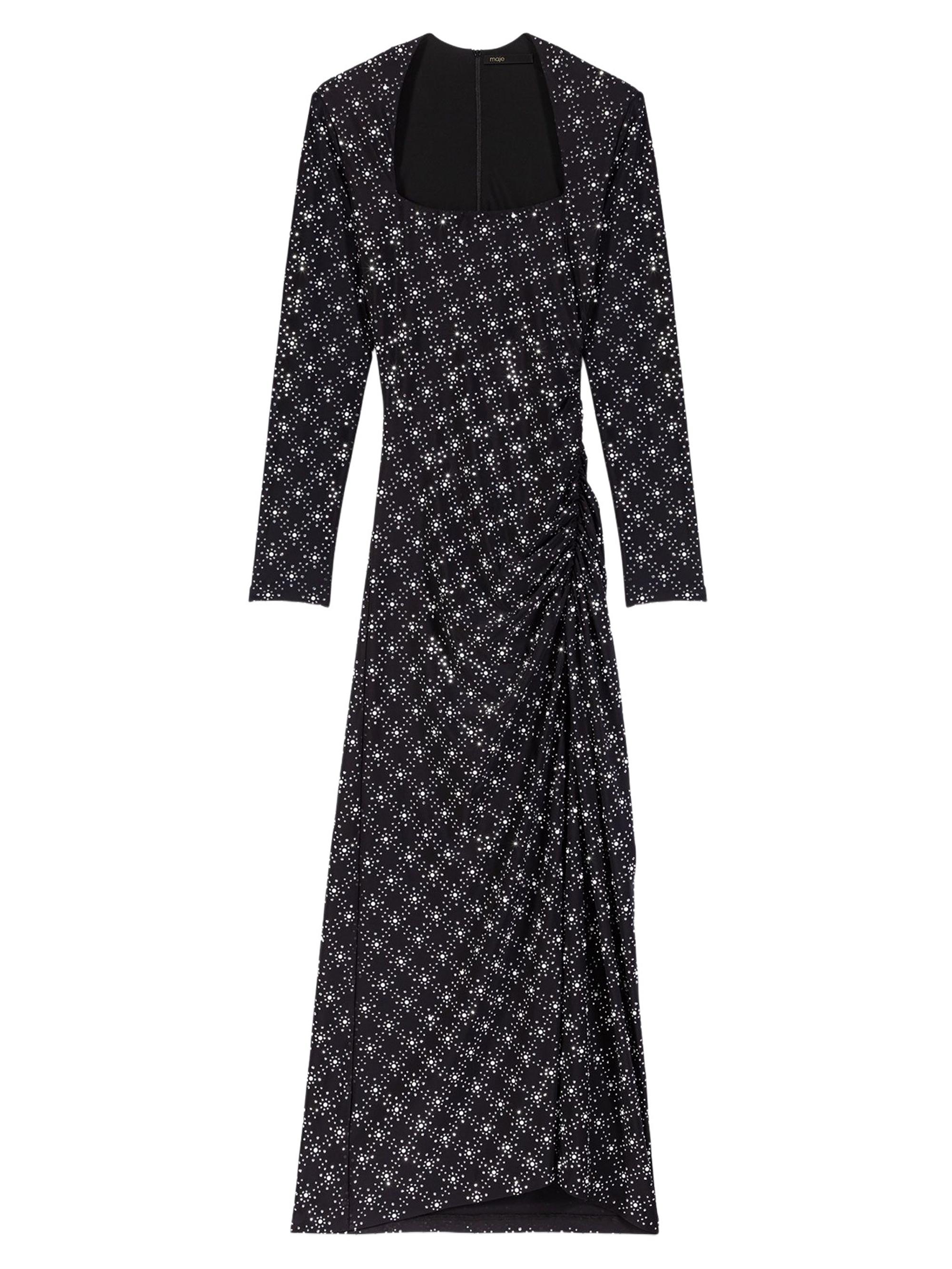 Maje Women's Beaded and Rhinestone Maxi Dress - Black