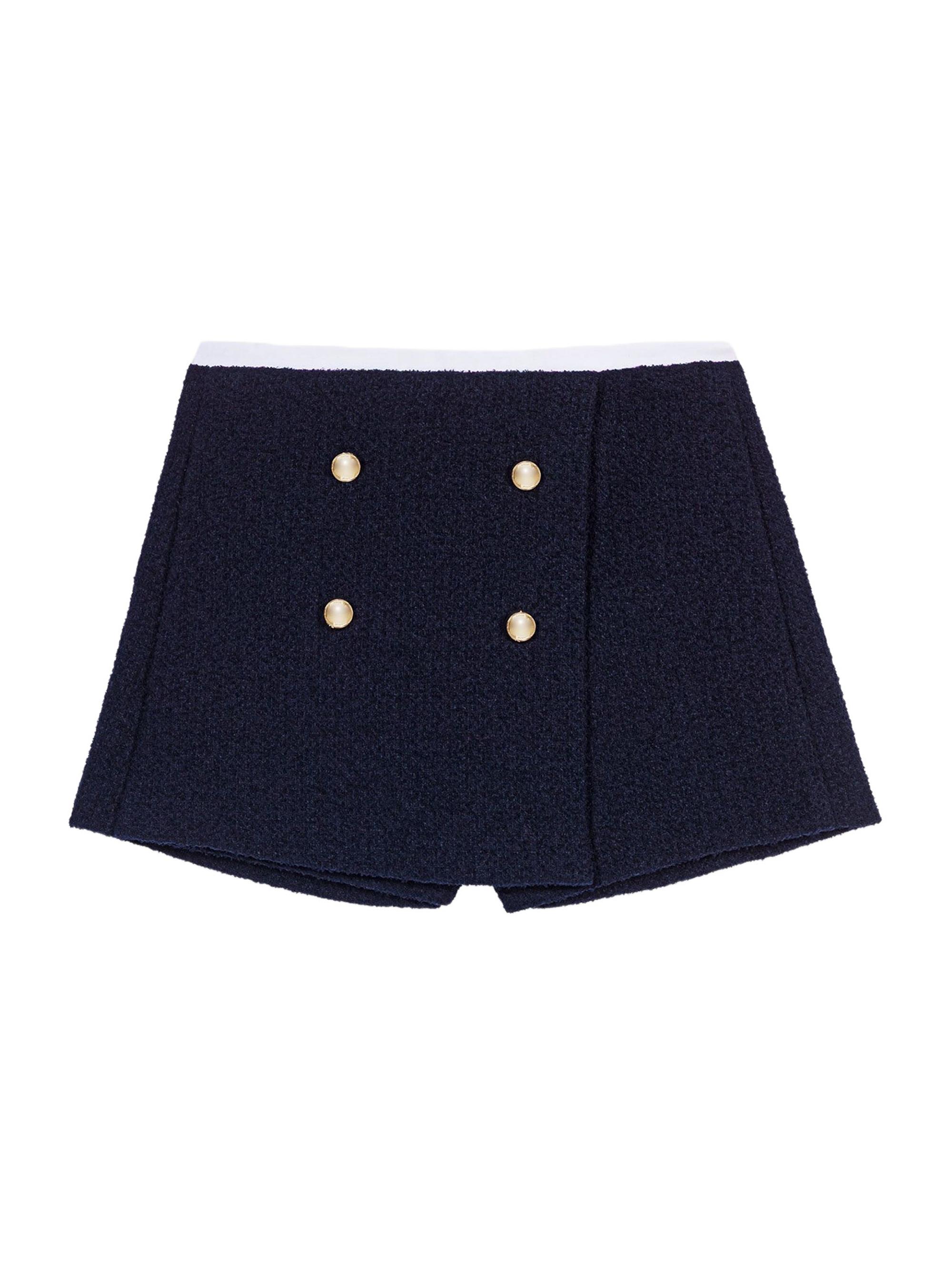 Maje Women's Tweed Shorts with Contrast Band - Navy