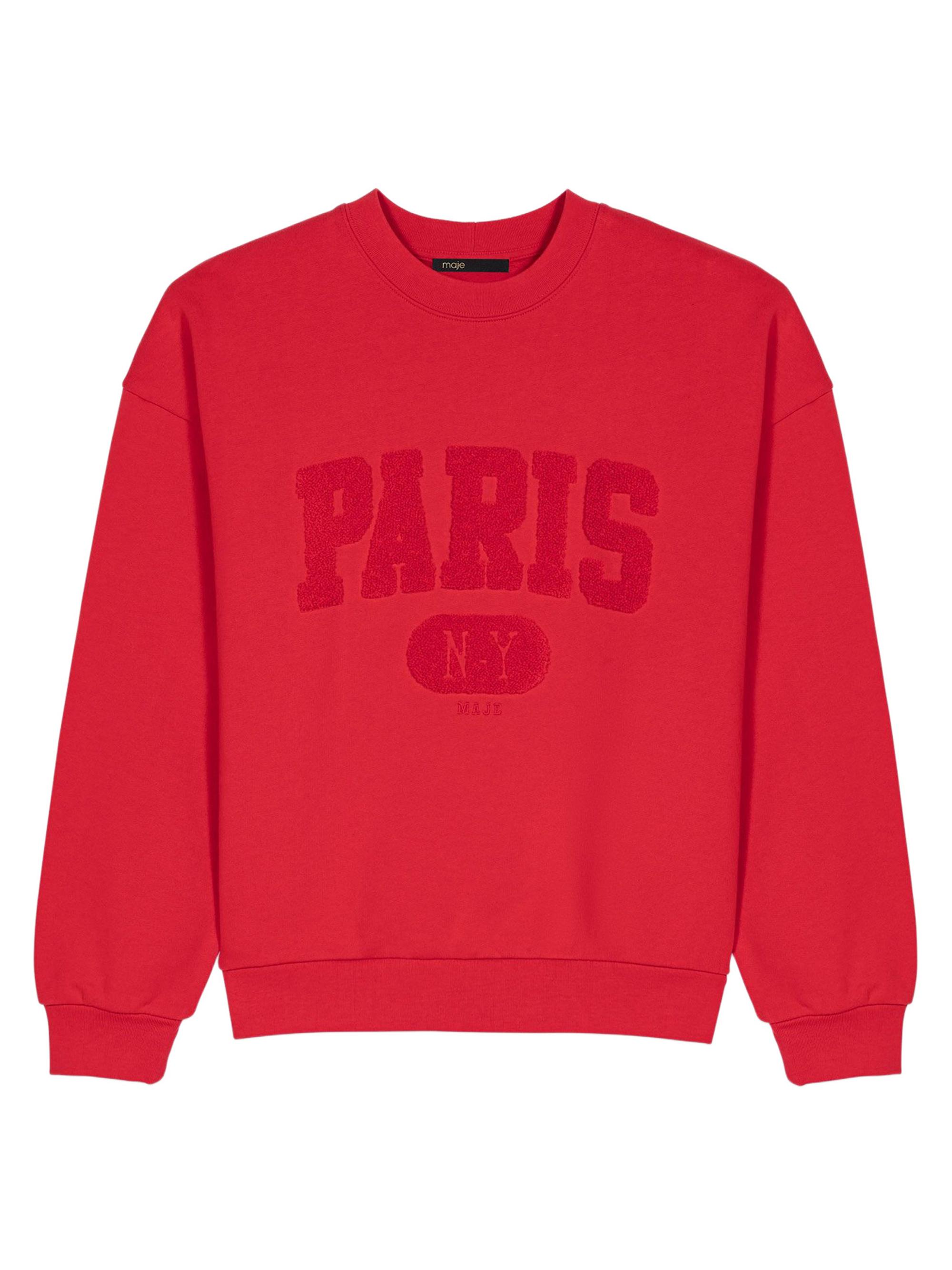 Maje Women's Paris NY Lettering Sweatshirt - Red