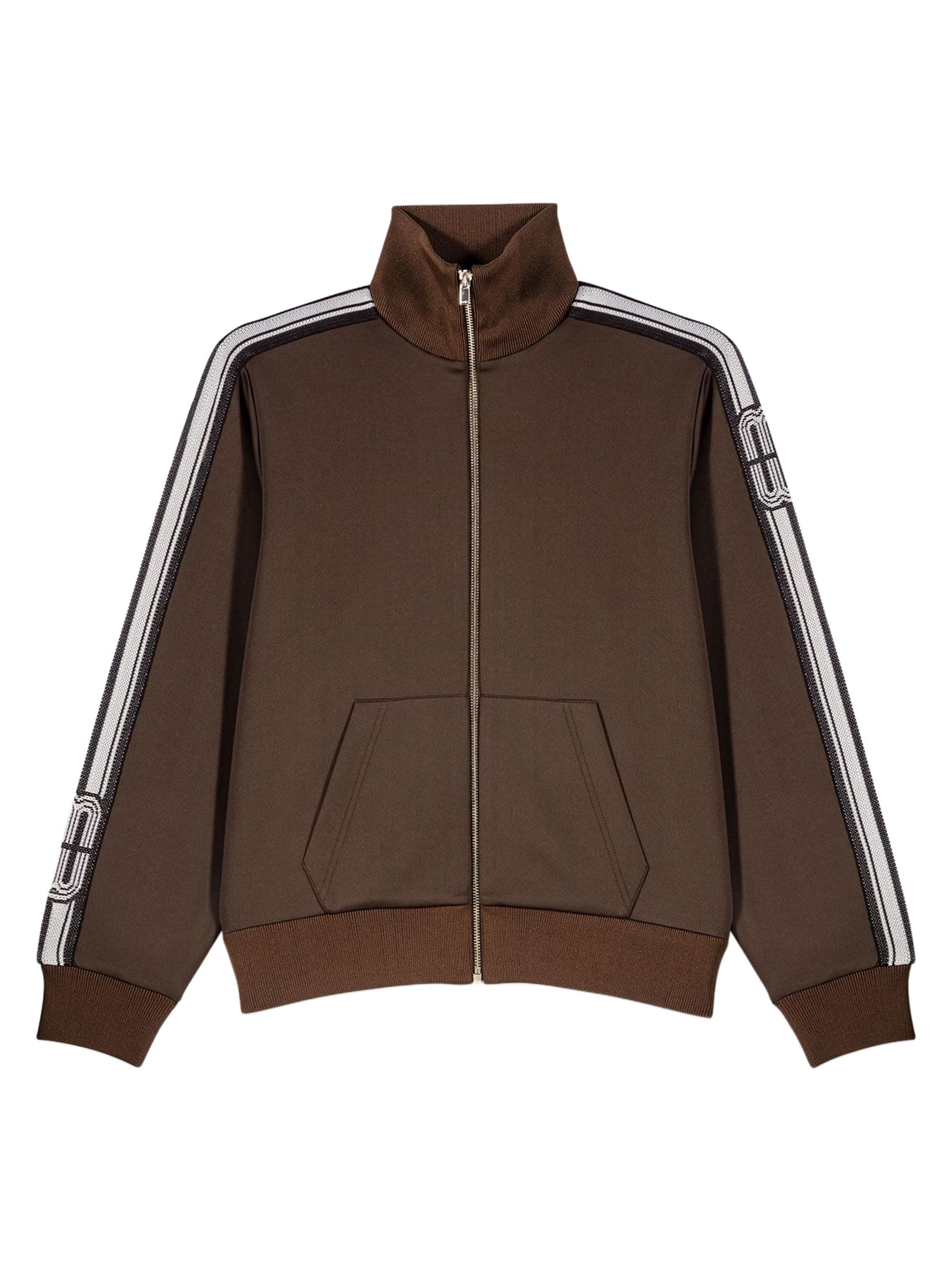 Maje Women's Sweatshirt with Straight Stripes - Dark Brown