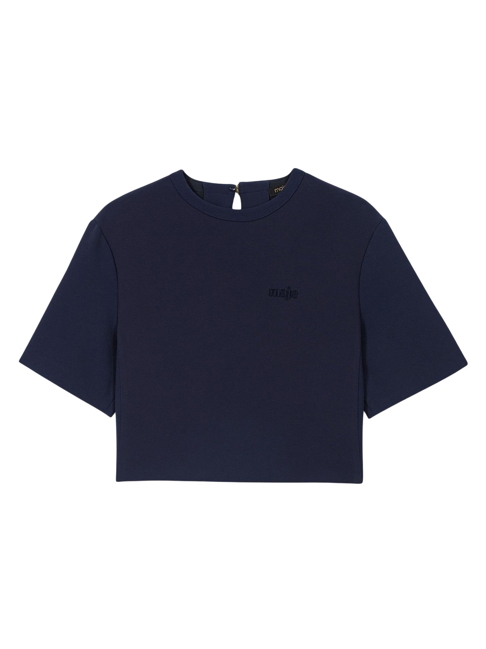 Maje Women's Heavy Crepe Short Top - Navy