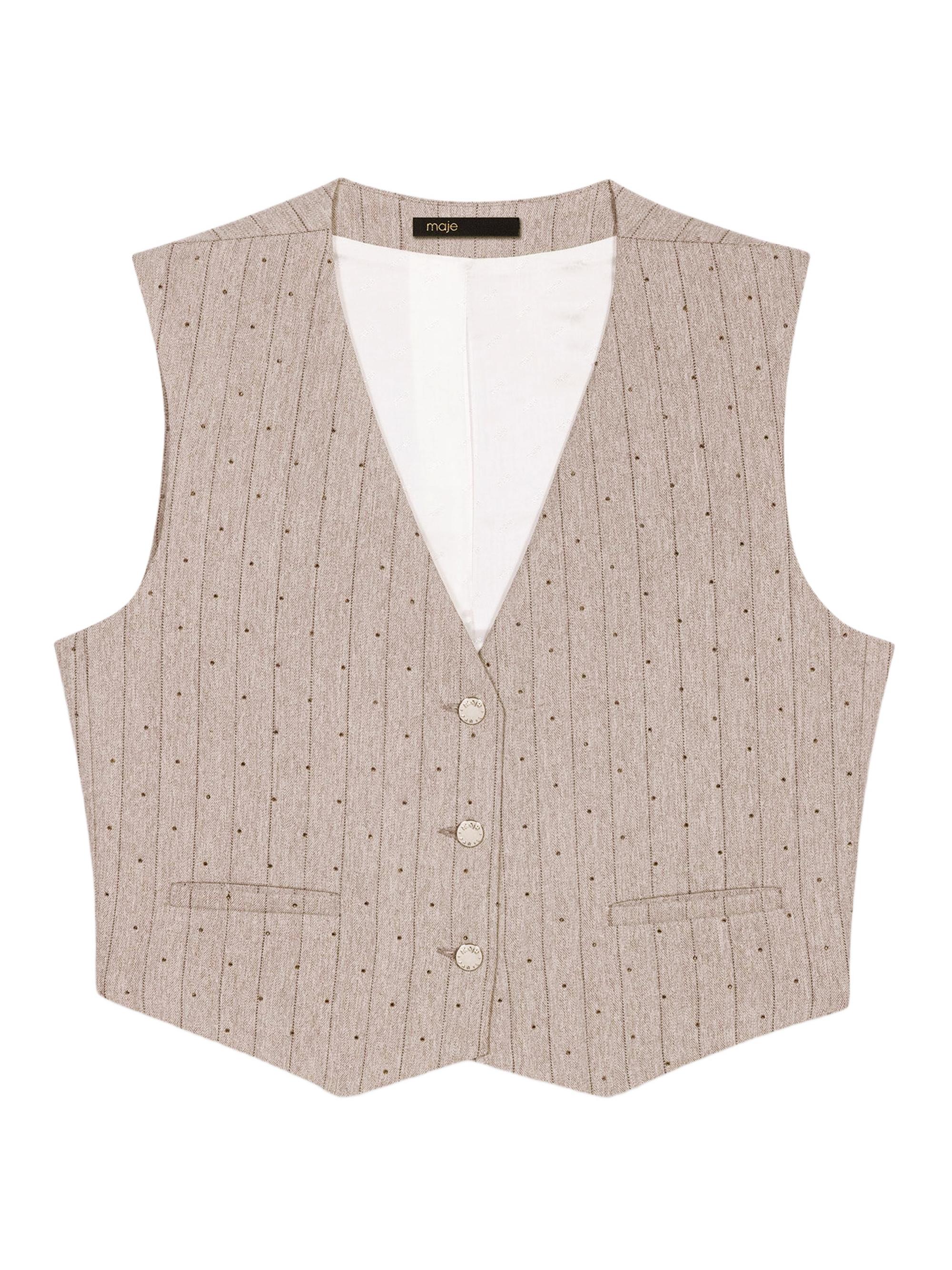 Maje Women's Diamanté Tailored Jacket - Light Grey