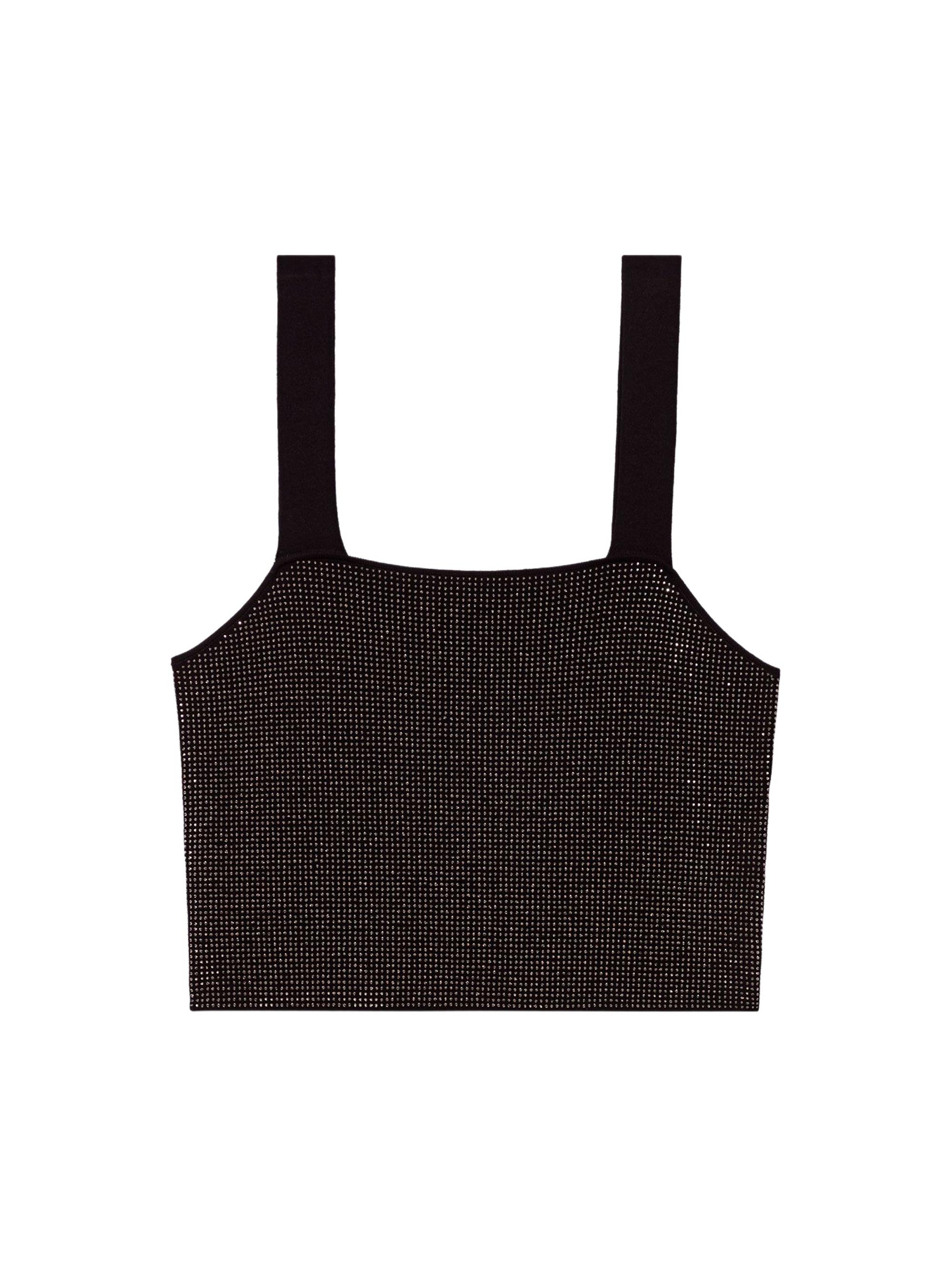 Maje Women's Strappy Diamanté Knit Top - Black