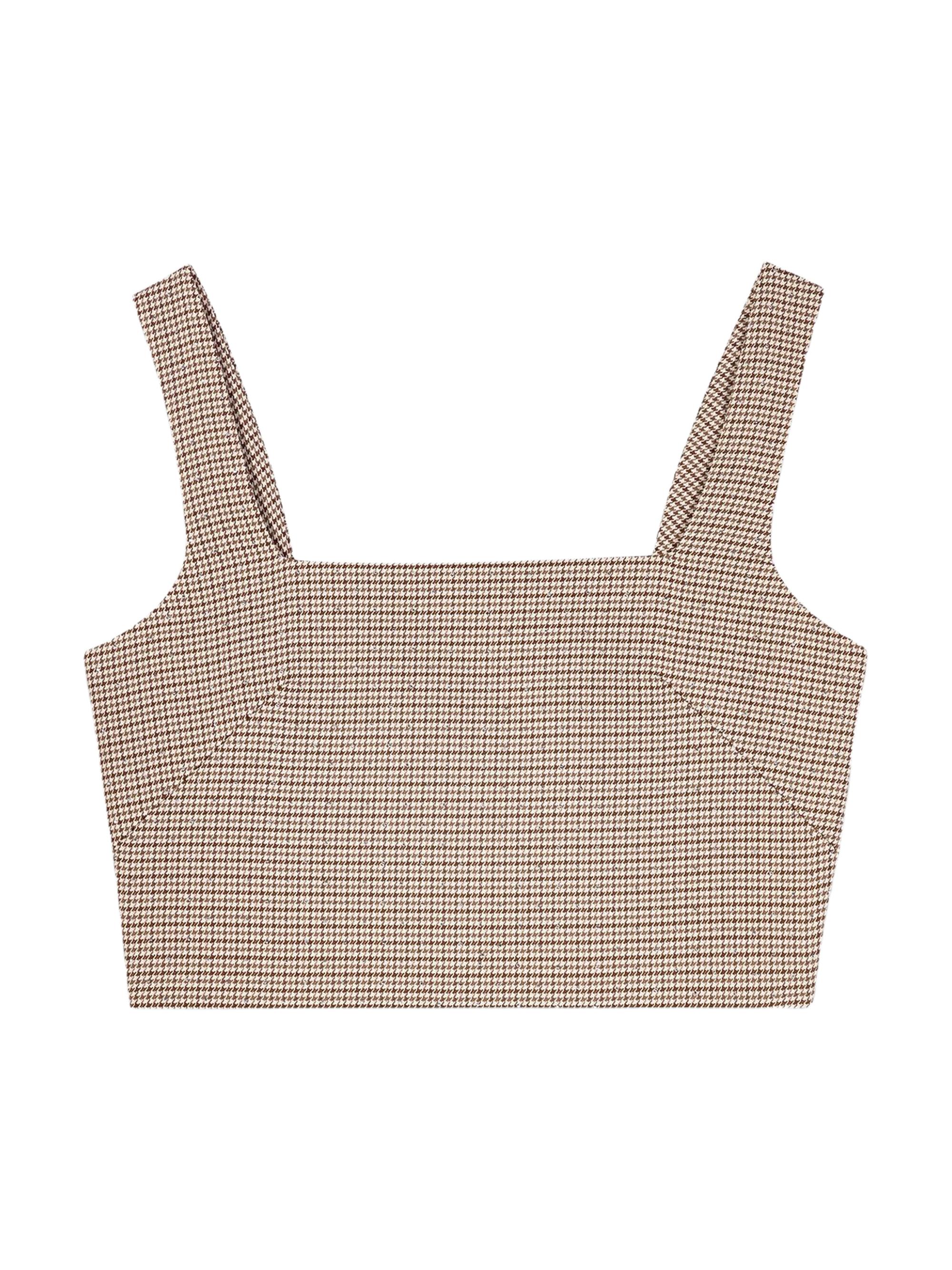 Maje Women's Checked Diamanté Strappy Top - Brown