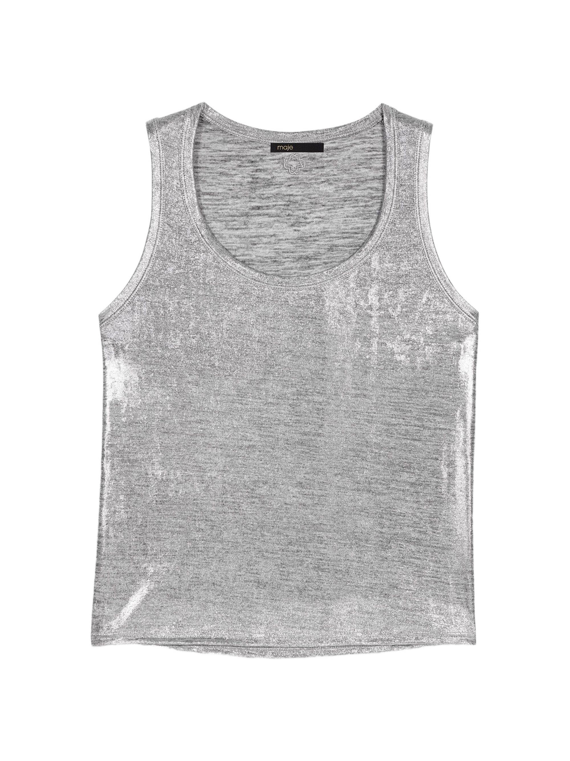 Maje Women's Metallic Vest Top - Silver
