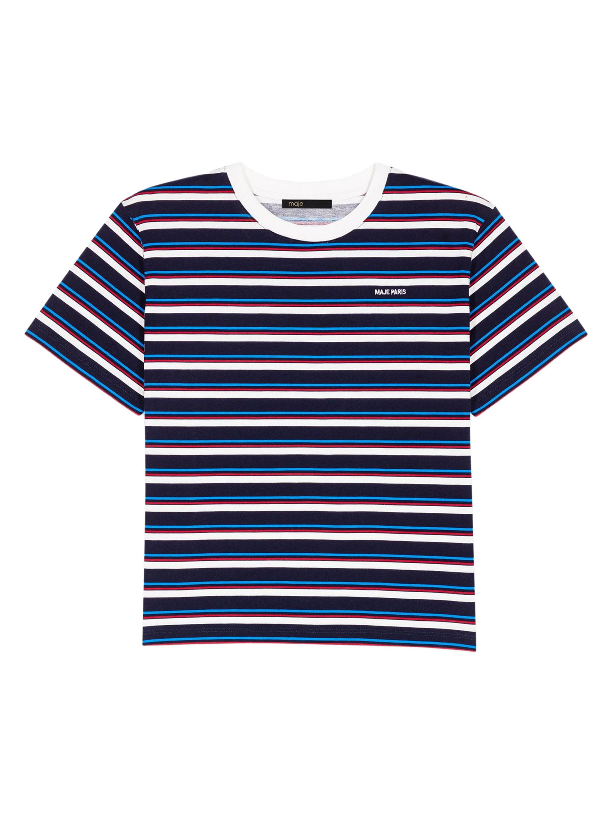 Maje Women's Striped T Shirt - White Navy