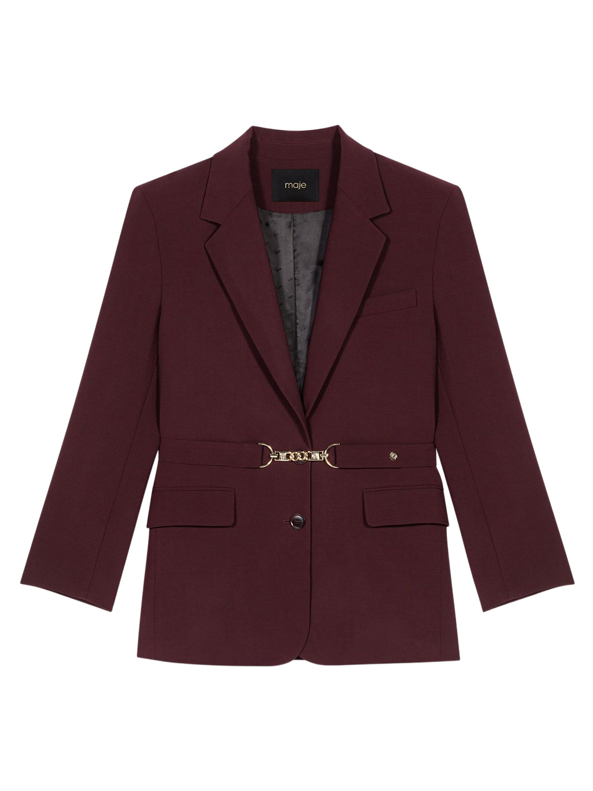 Maje Women's Belted Suit Jacket - Burgundy