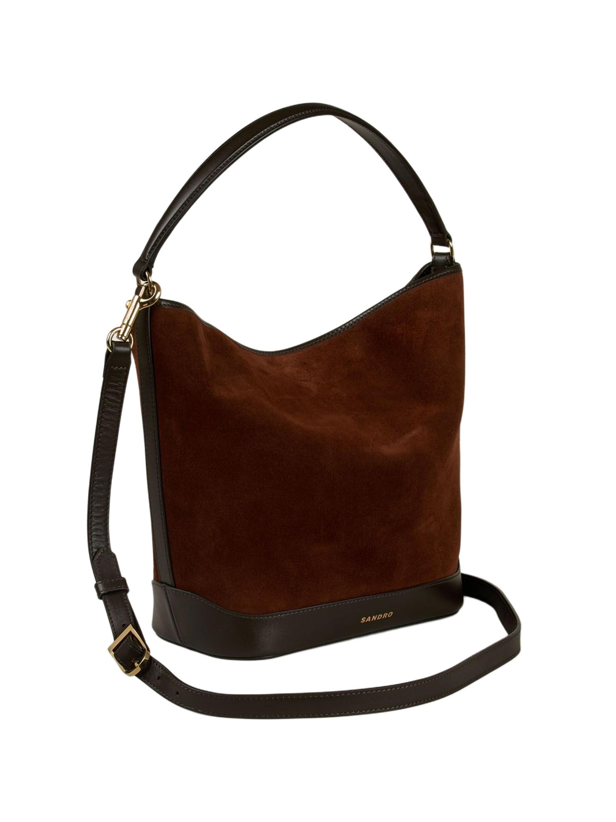 Sandro Tangoso Suede and Leather Bucket Bag | Saks Fifth Avenue