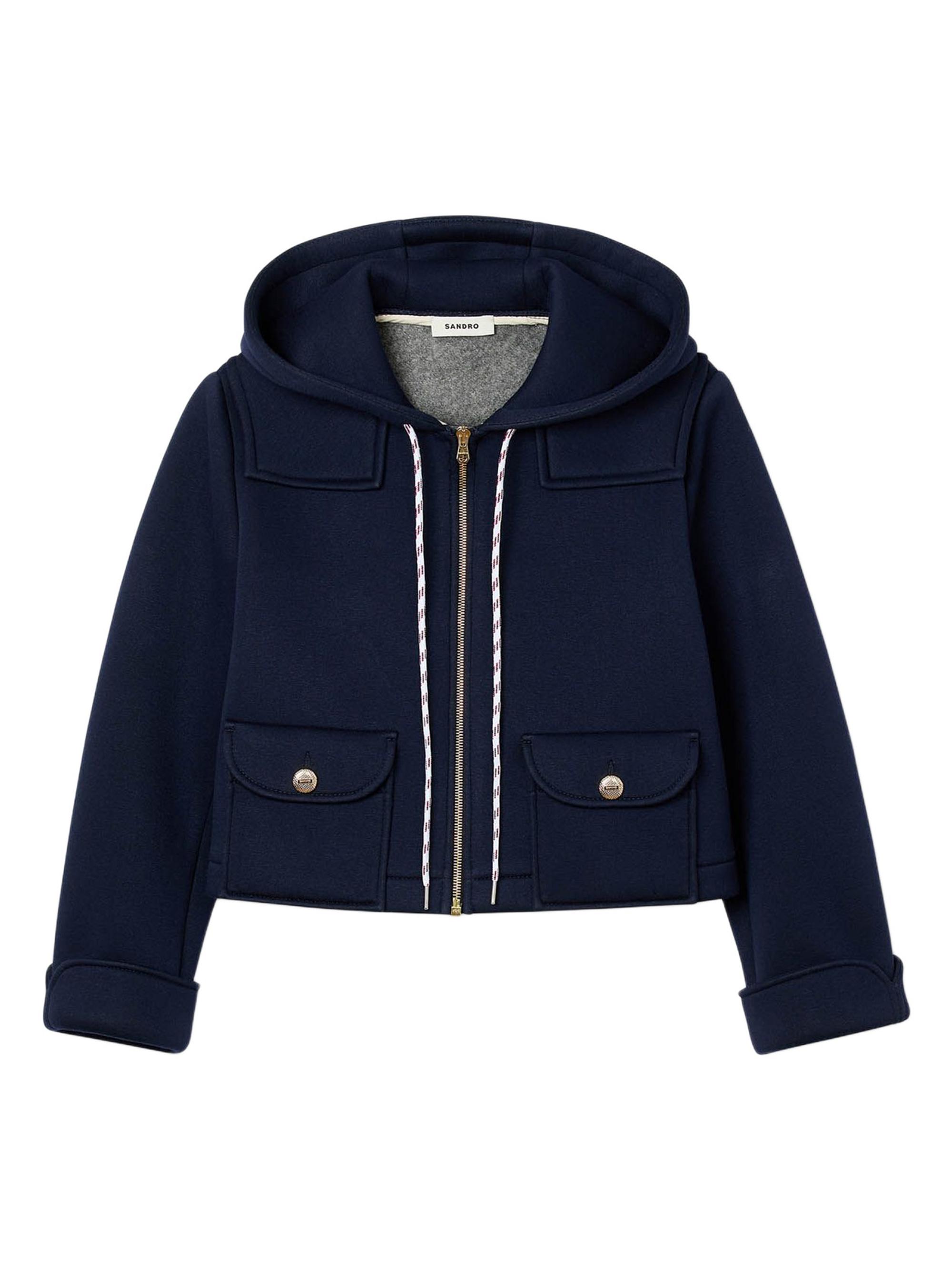 Sandro Women's Technical Hooded Jacket - Navy Blue