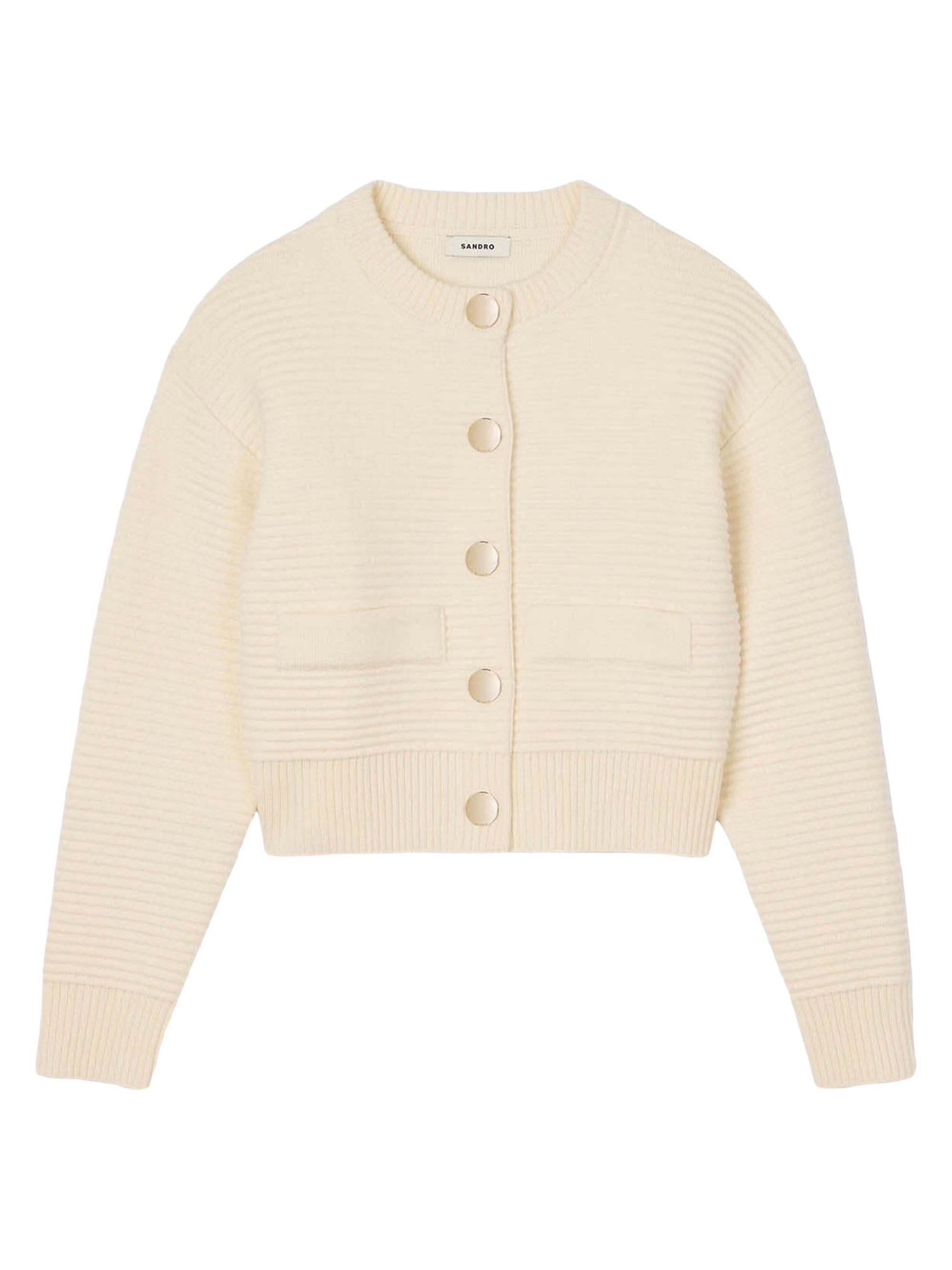 Sandro Women's Textured Knit Cardigan - Ecru